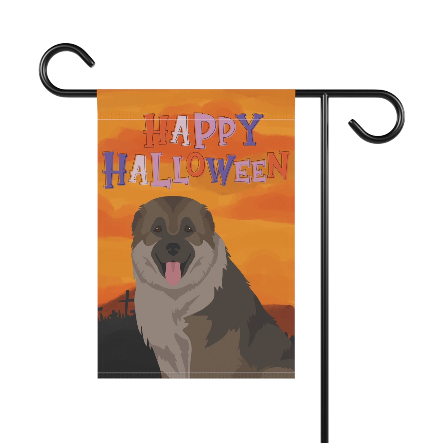 Caucasian Shepherd Dog Halloween Garden Flag
