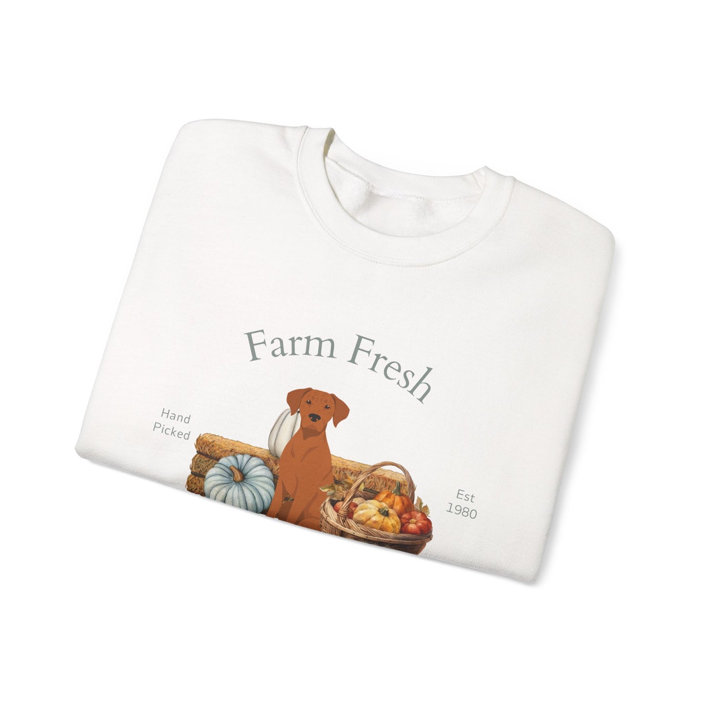 Rhodesian Ridgeback Dog Fall Farm Fresh Unisex Heavy Blend Crewneck Sweatshirt