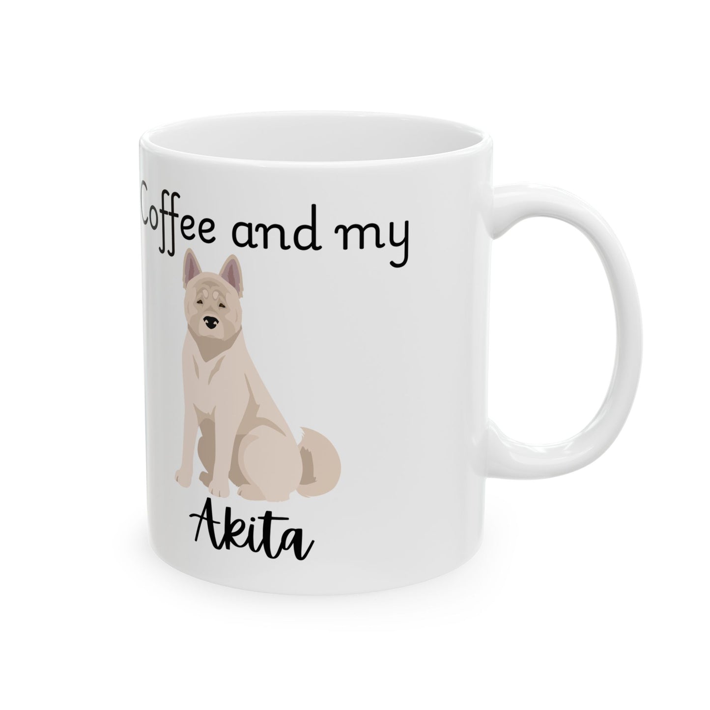 Coffee and My Akita Ceramic Mug | Dog Lover Gift, Pet Owner Cup, Cute Mug for Dog Moms, Funny Mug for Coffee Lovers