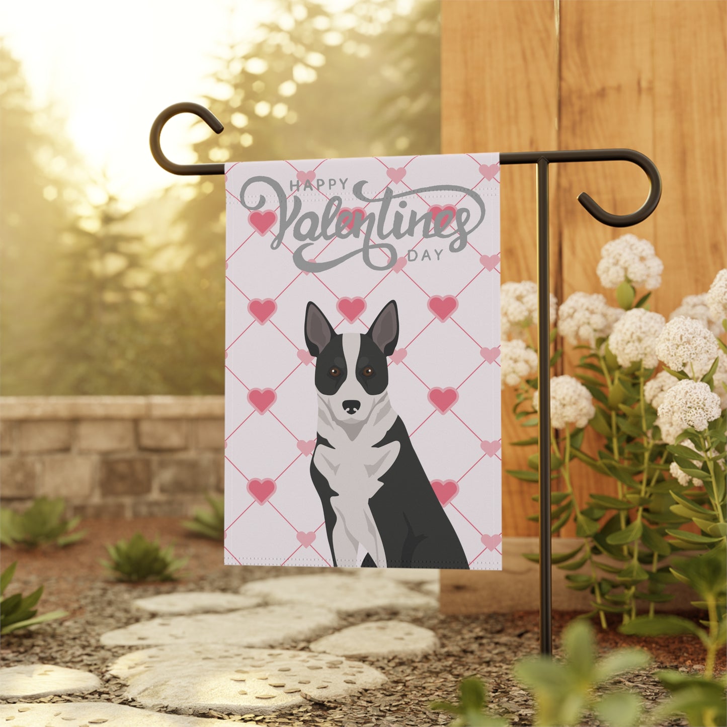 Canaan Dog Valentines Day Garden Flag
