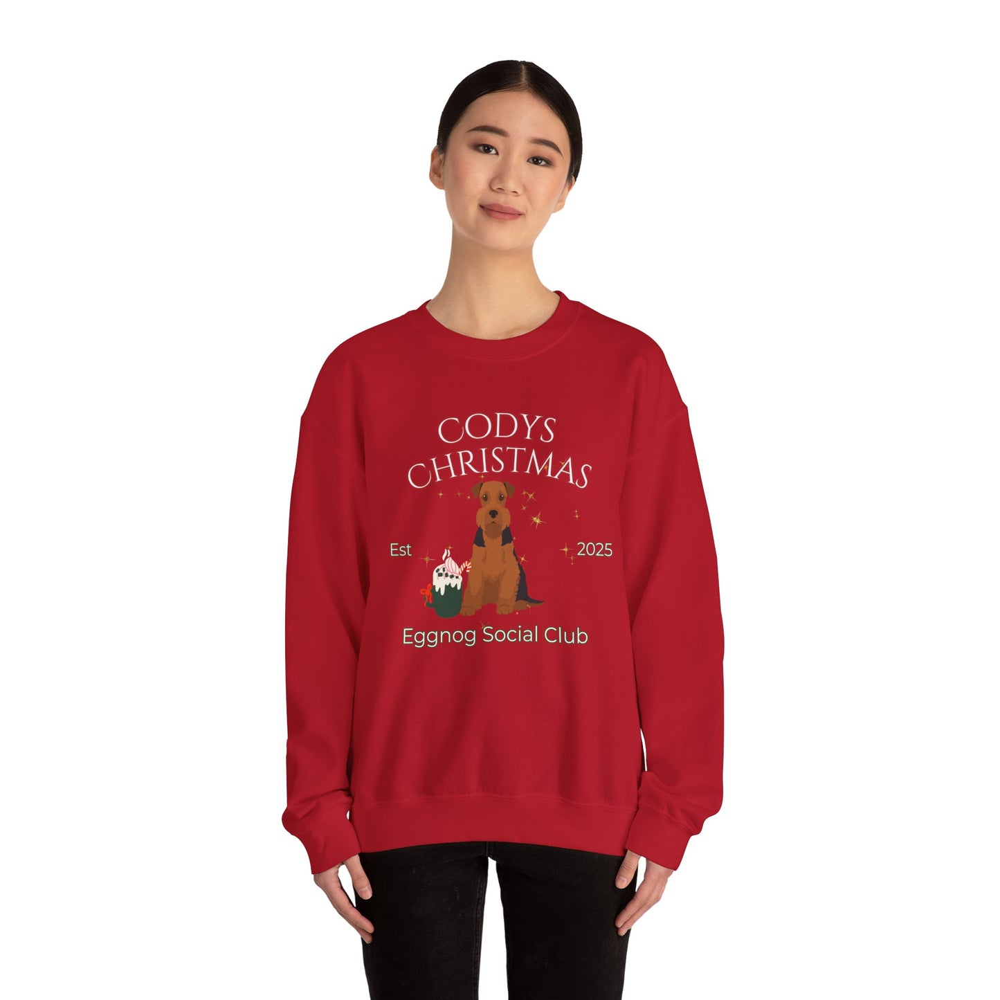 Airdale Terrier Dog Christmas Social Club Unisex Heavy Blend Crewneck Sweatshirt Custom Name