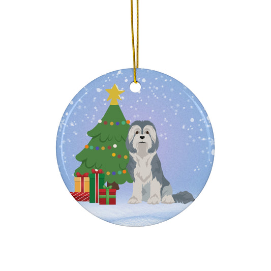Lowchen Dog Christmas Ceramic Ornament