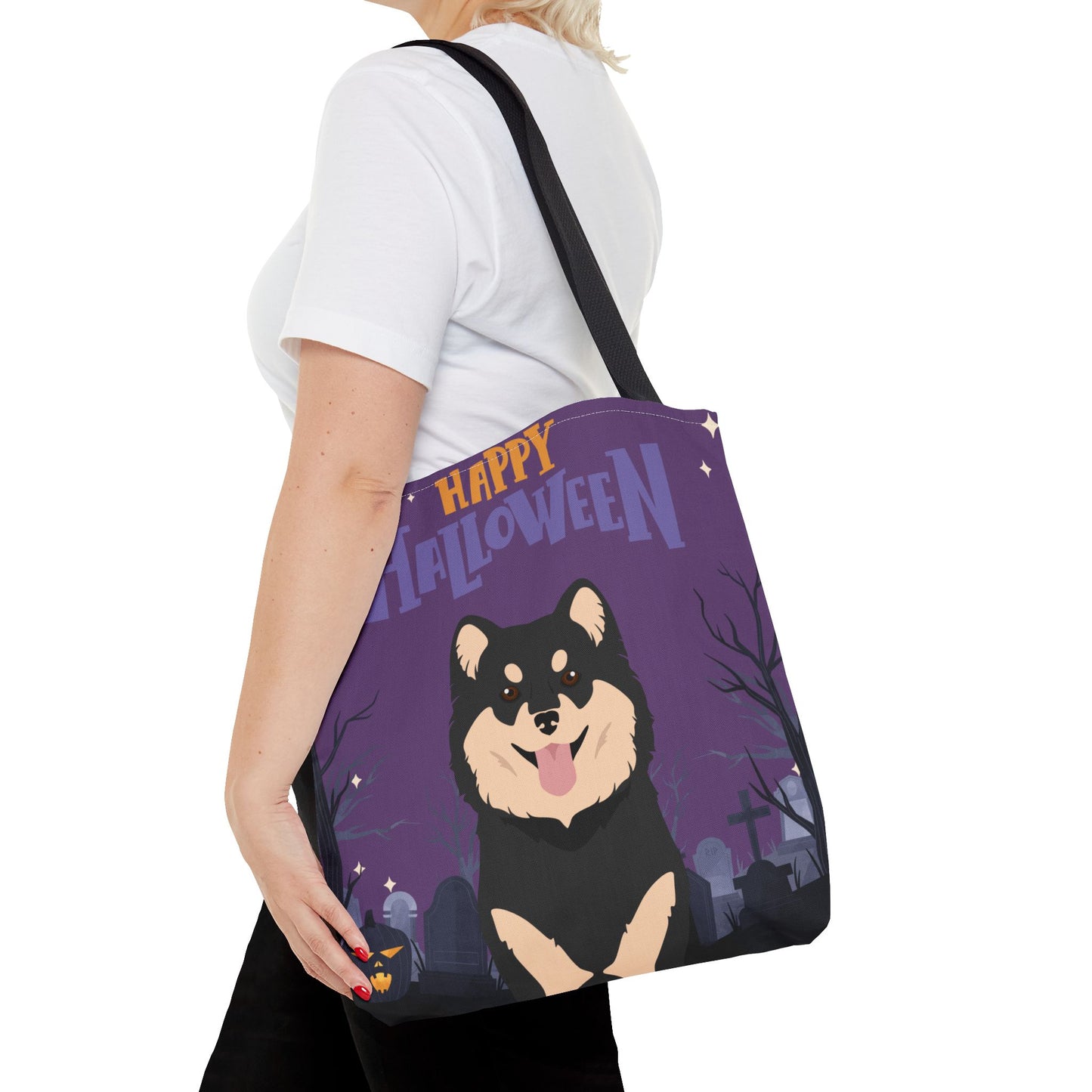 Finnish Lapphund Dog Happy Halloween Tote Bag 16x16