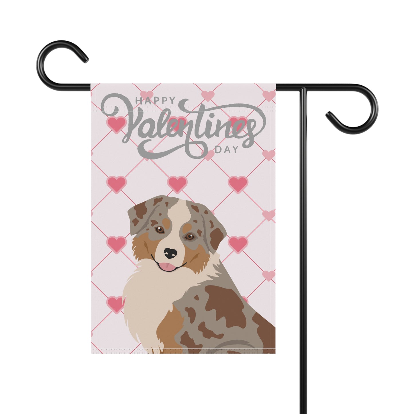 Mini American Shepherd Dog Valentines Day Garden Flag