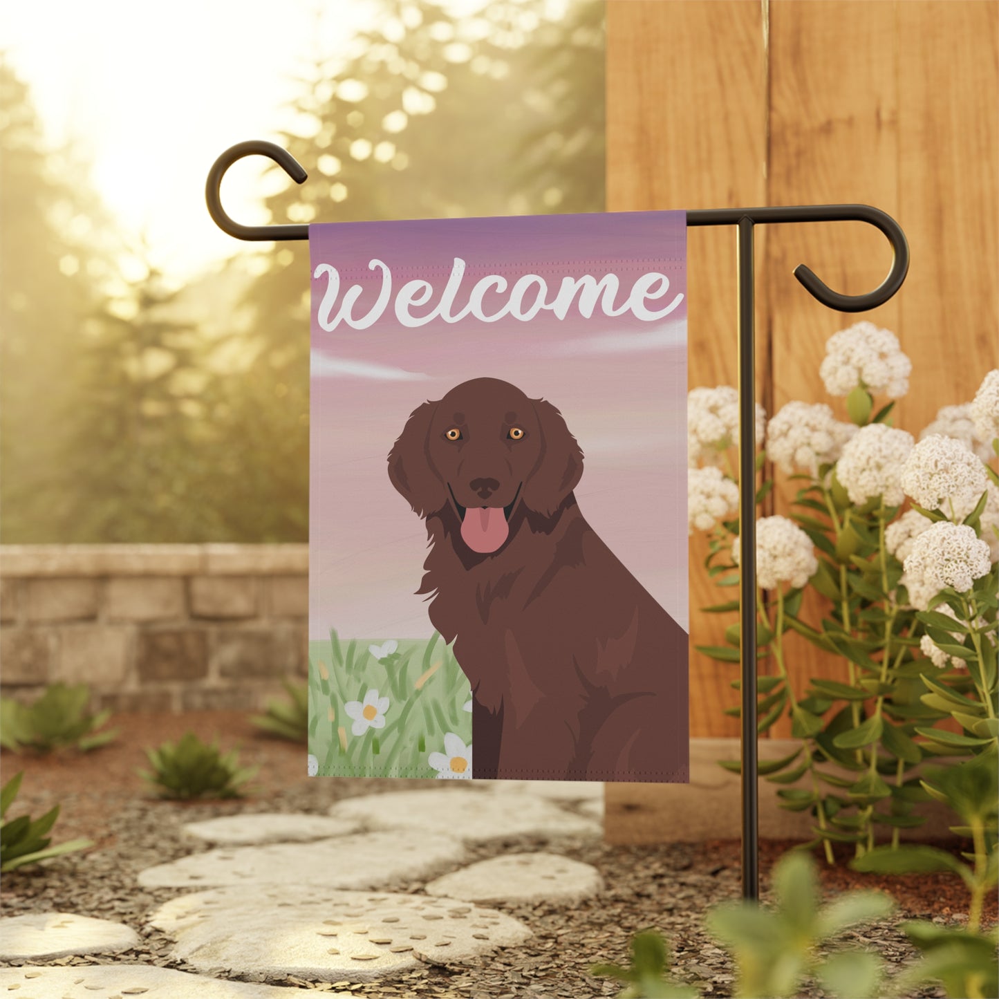 Flat Coated Retriever Dog Welcome Garden Flag