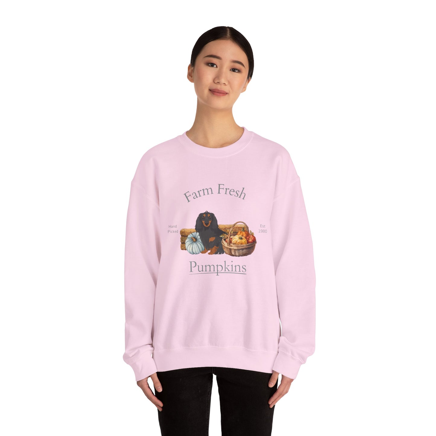 Dachshund Dog Fall Farm Fresh Unisex Heavy Blend Crewneck Sweatshirt
