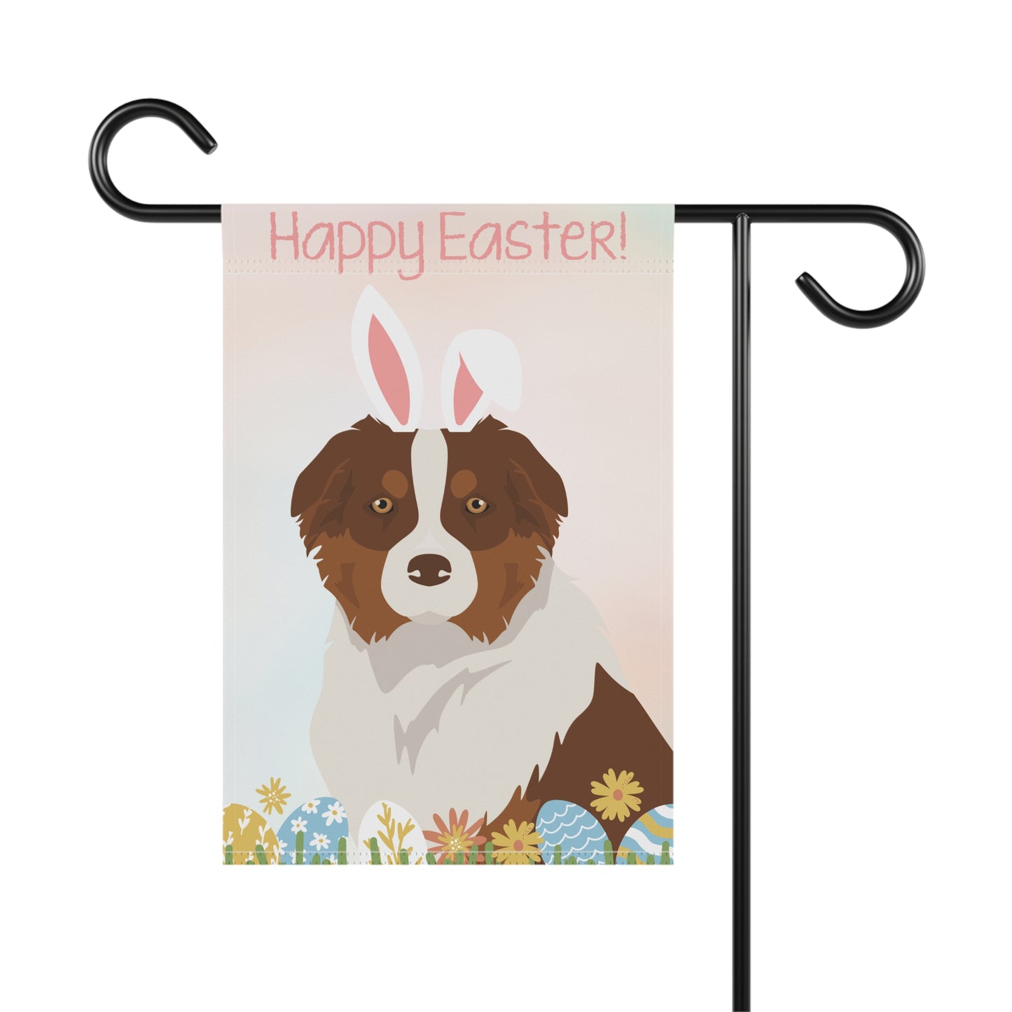 Australian Shepherd Dog Happy Easter Garden Flag