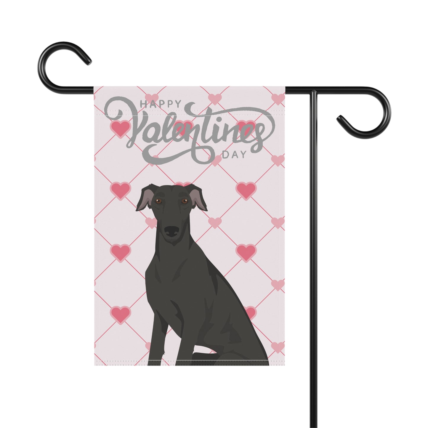 Greyhound Dog Valentines Day Garden Flag