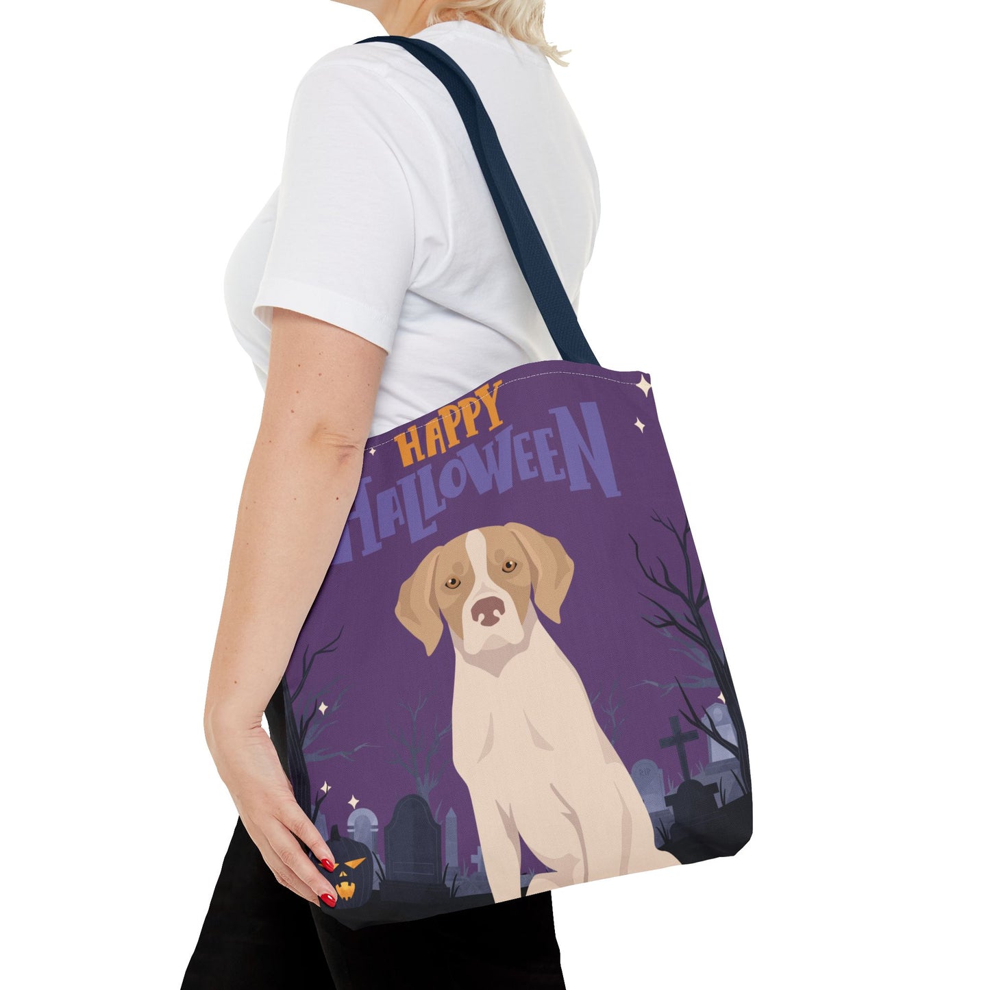 Pointer Dog Happy Halloween Tote Bag 16x16