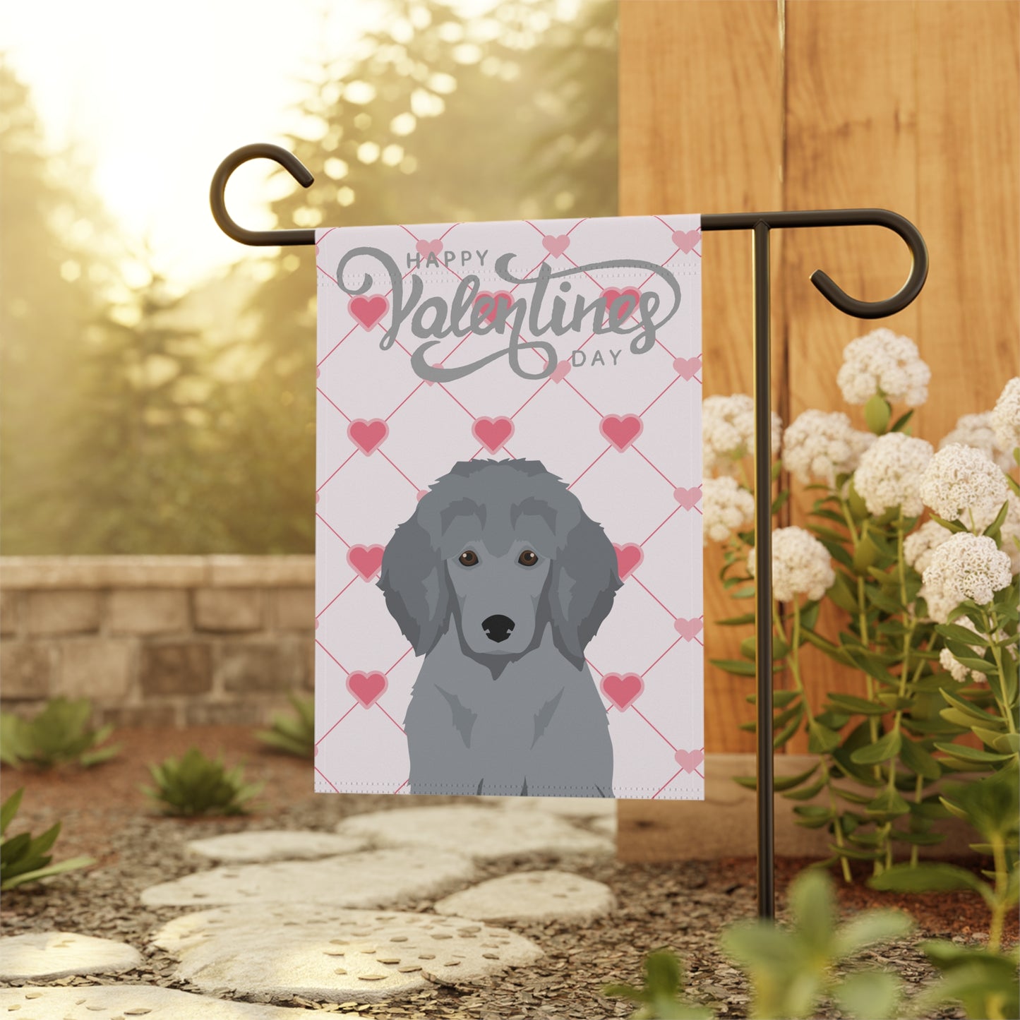 Poodle Dog Valentines Day Garden Flag