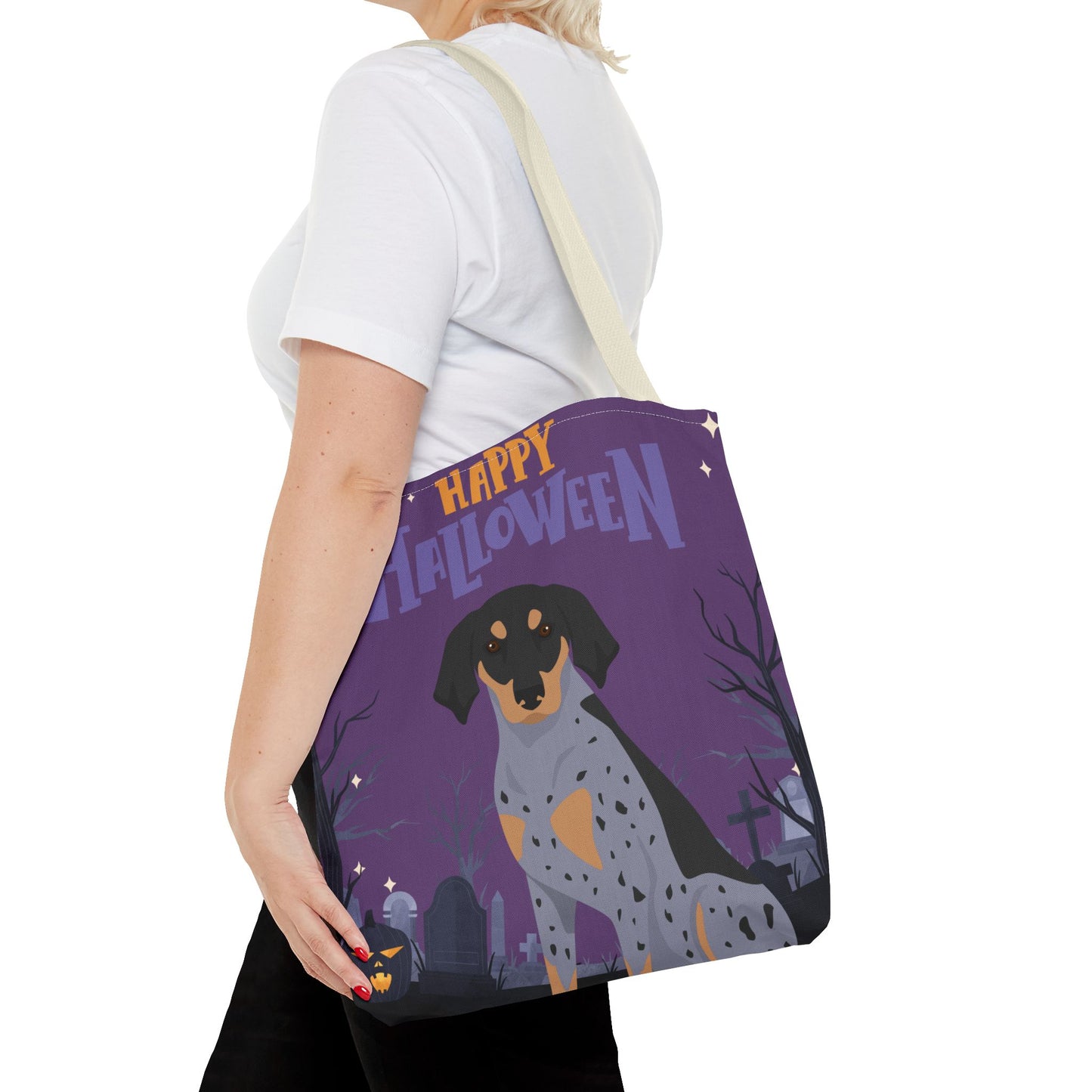 Bluetick Coonhound Dog Happy Halloween Tote Bag 16x16