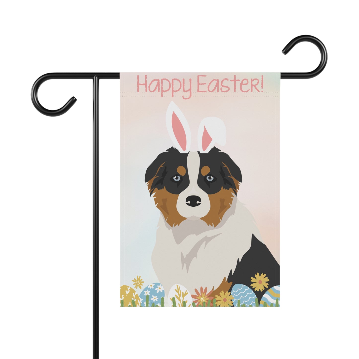 Australian Shepherd Dog Happy Easter Garden Flag