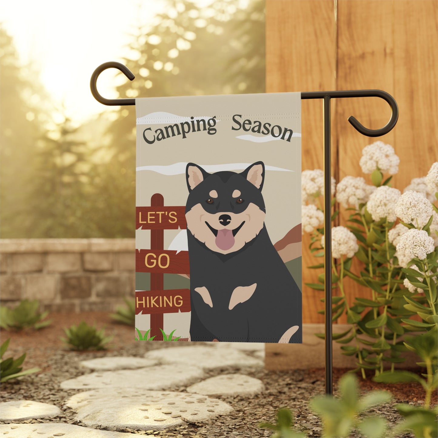 Shiba Inu Dog Camping Garden Flag