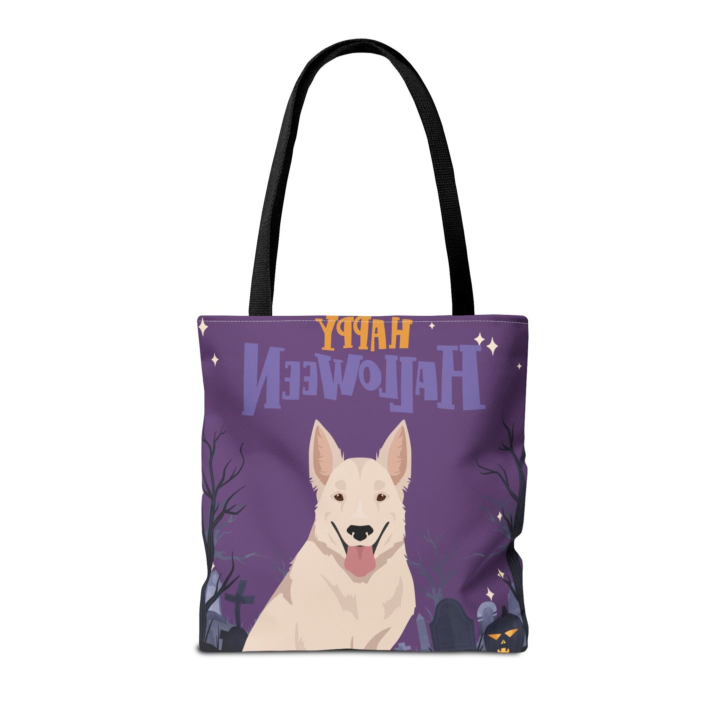 White Swiss Shepherd Dog Happy Halloween Tote Bag 16x16