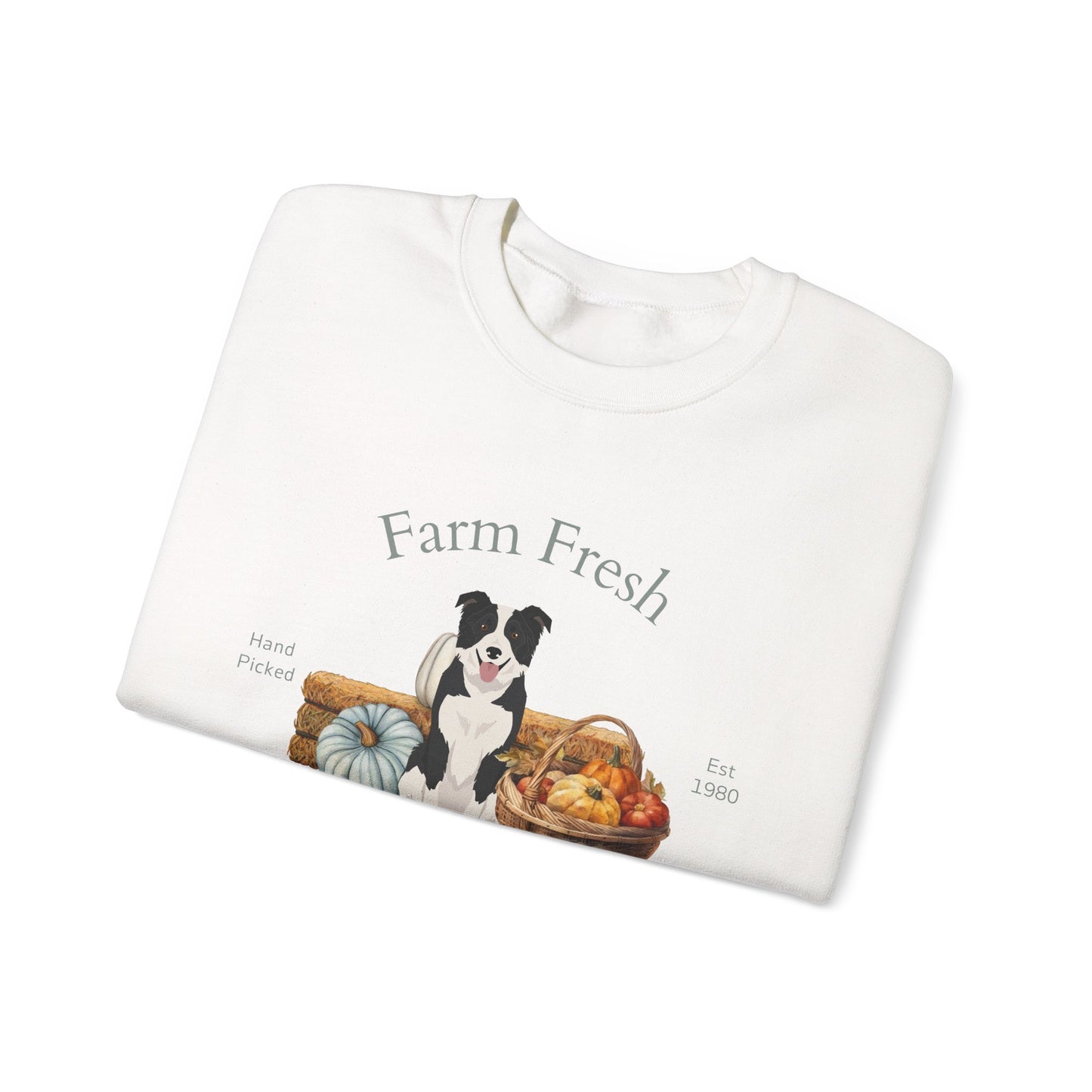 Border Collie Dog Fall Farm Fresh Unisex Heavy Blend Crewneck Sweatshirt