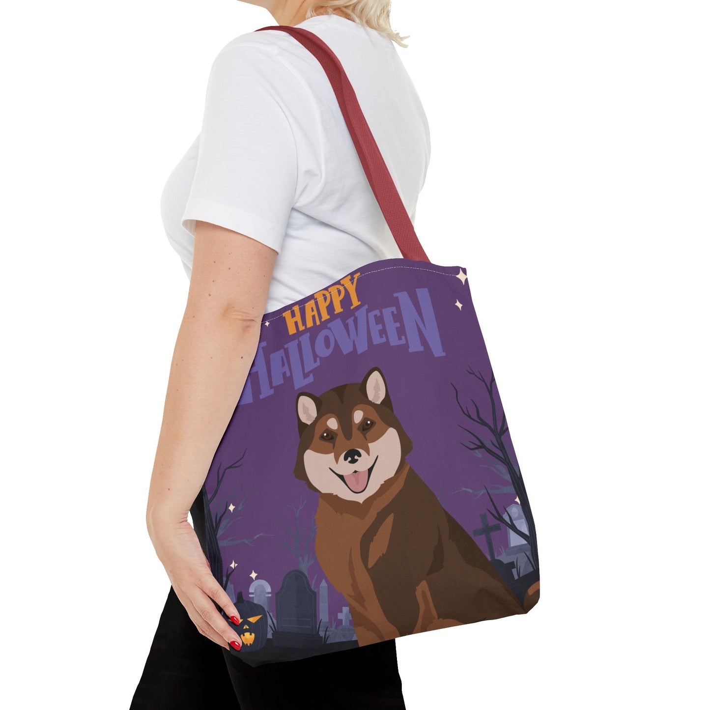 Hokkaido Dog Happy Halloween Tote Bag 16x16