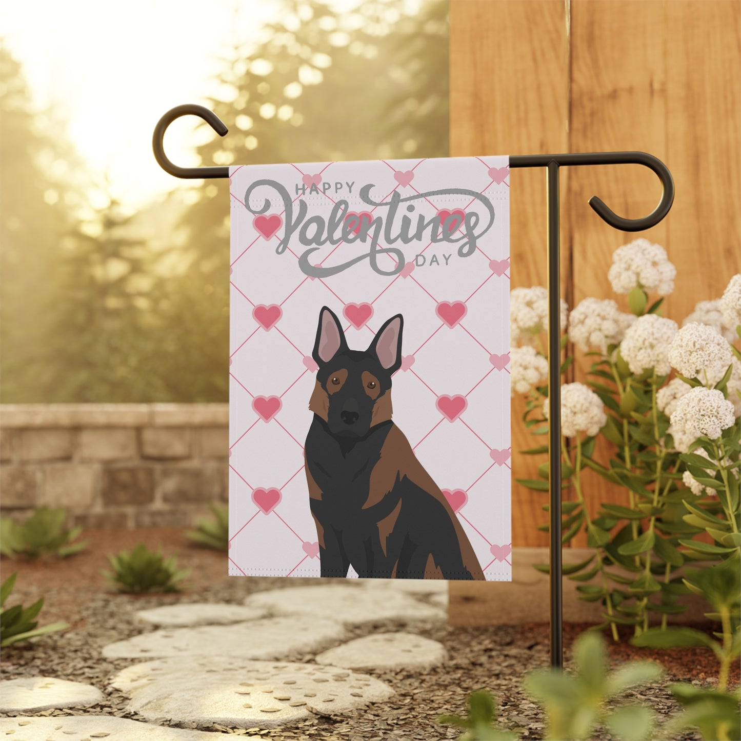 German Shepherd Dog Valentines Day Garden Flag