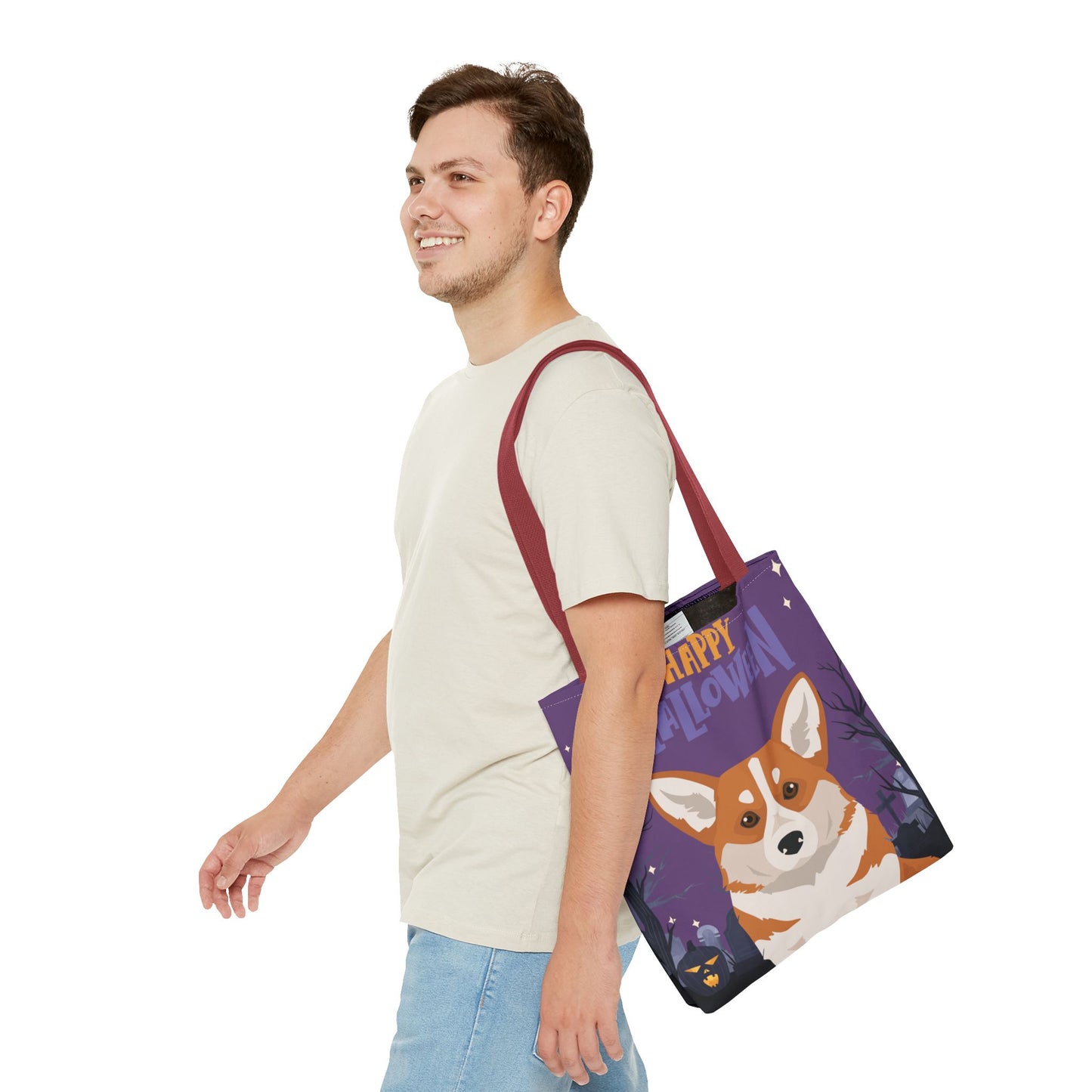 Pembroke Welsh Corgi Dog Happy Halloween Tote Bag 16x16