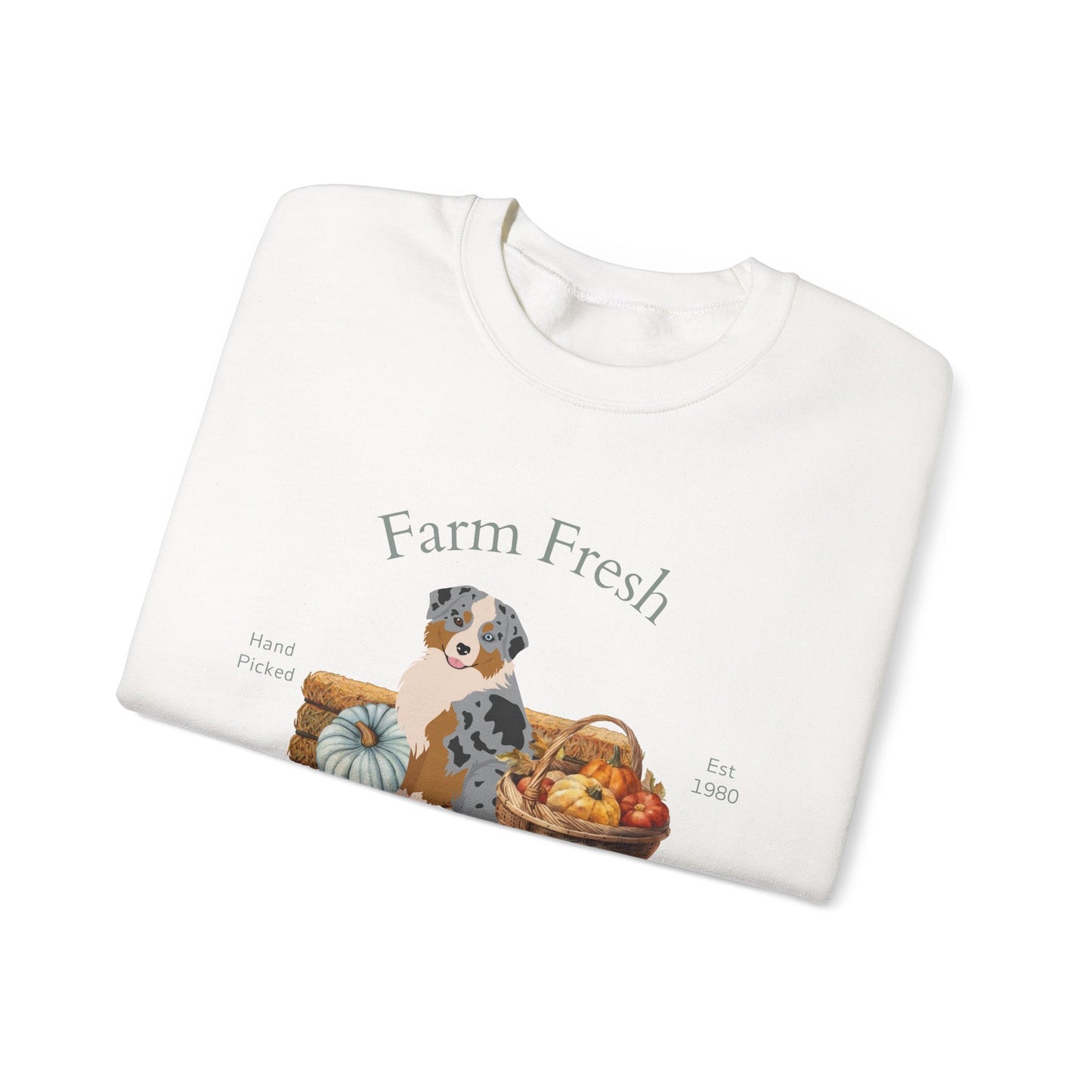 Miniature American Shepherd Dog Fall Farm Fresh Unisex Heavy Blend Crewneck Sweatshirt