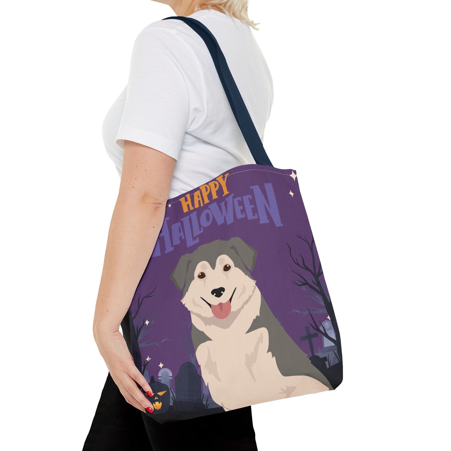 Aidi Dog Happy Halloween Tote Bag 16x16