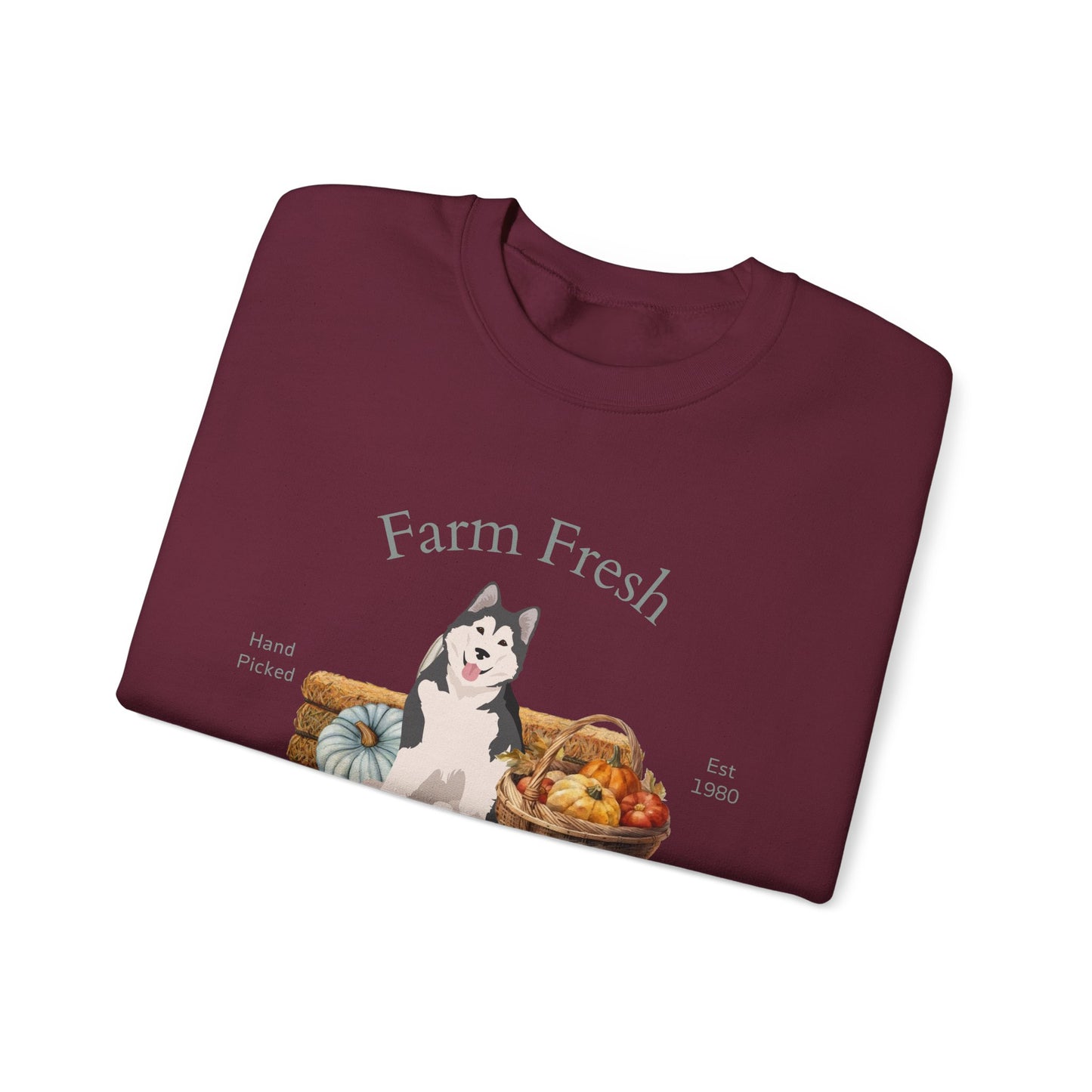 Alaskan Malamute Dog Fall Farm Fresh Unisex Heavy Blend Crewneck Sweatshirt