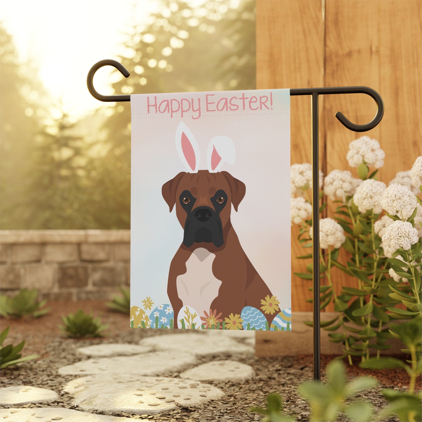 Boxer Dog Happy Easter Garden Flag