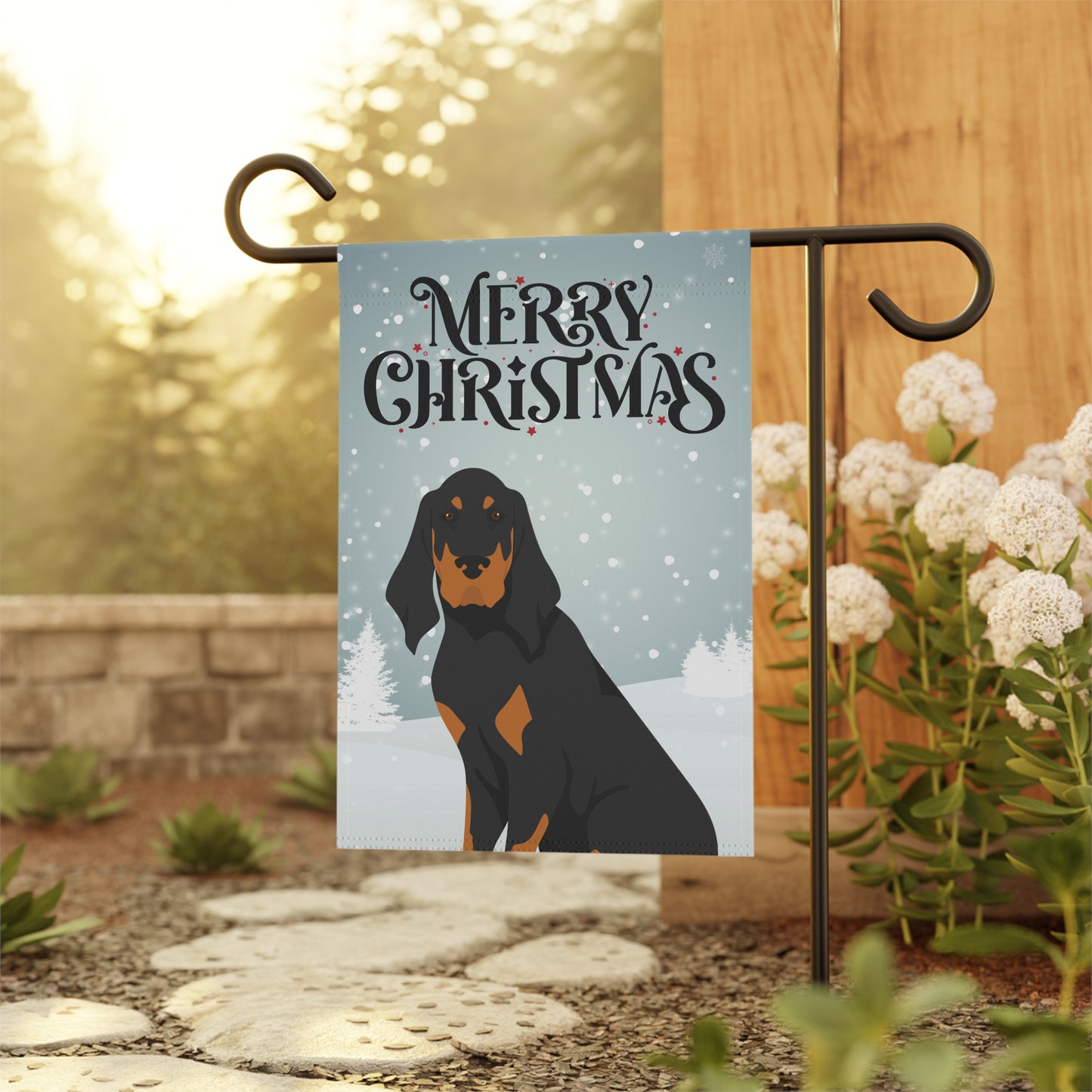 Black and Tan Coonhound Dog Garden Flag