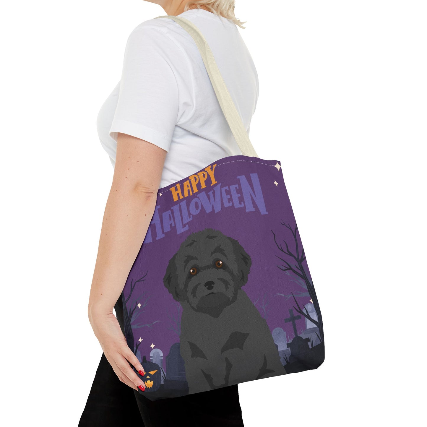 Toy Poodle Dog Happy Halloween Tote Bag 16x16