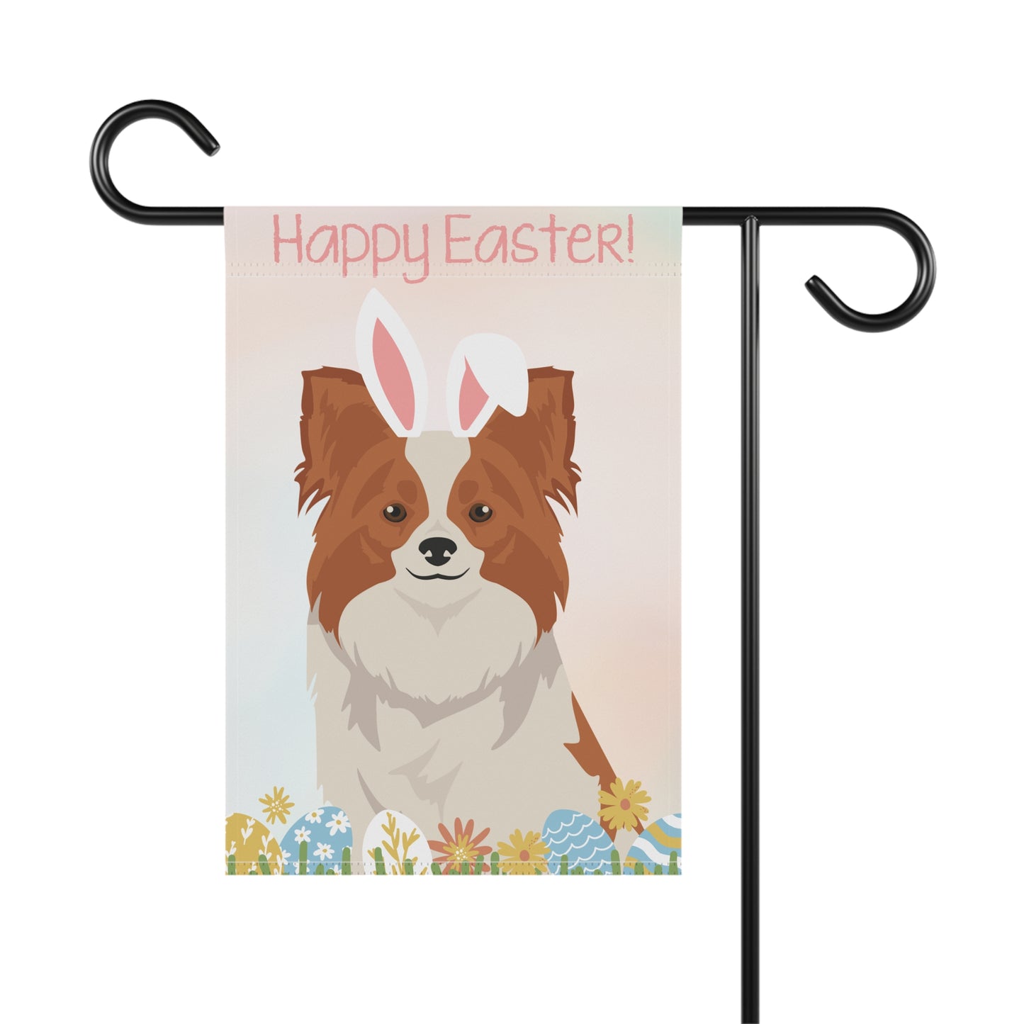 Papillon Dog Happy Easter Garden Flag