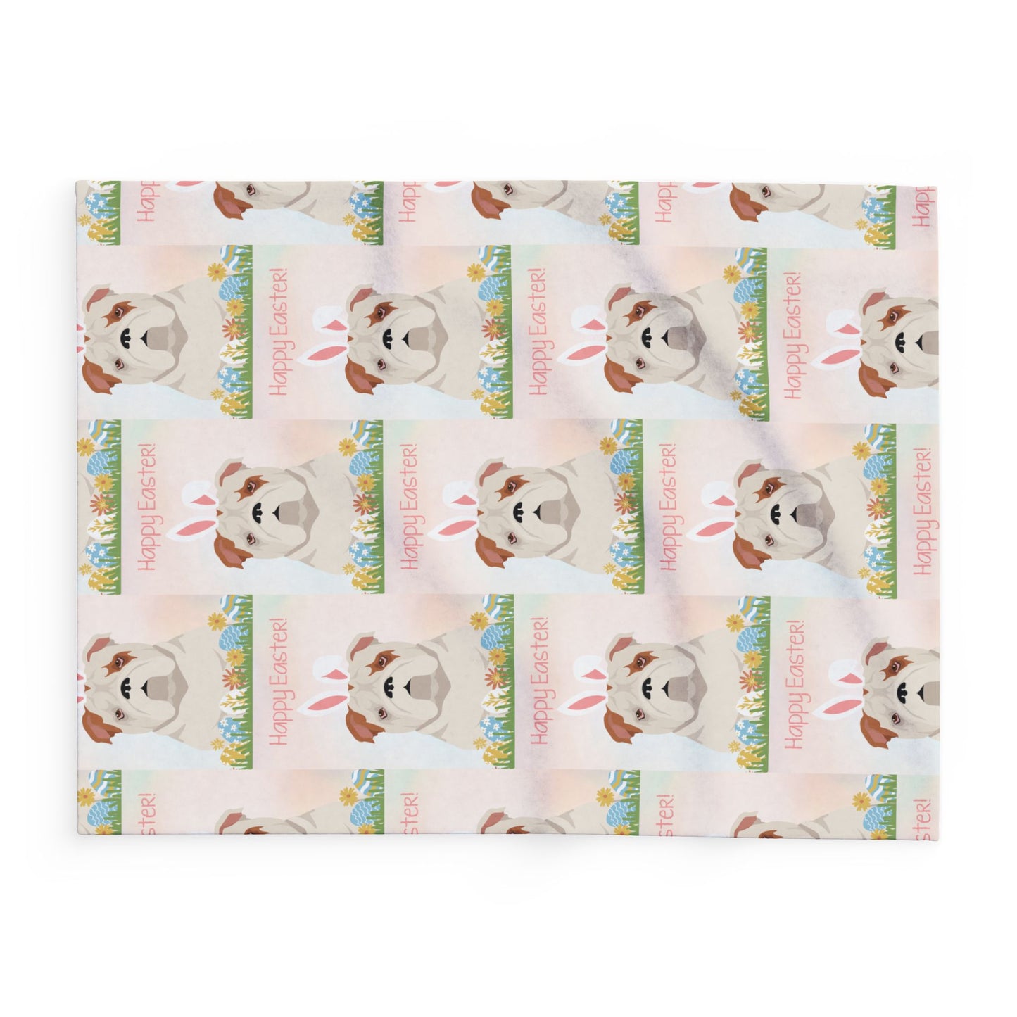Bulldog Dog Happy Easter Arctic Fleece Blanket - Cozy Decor for Spring Celebrations