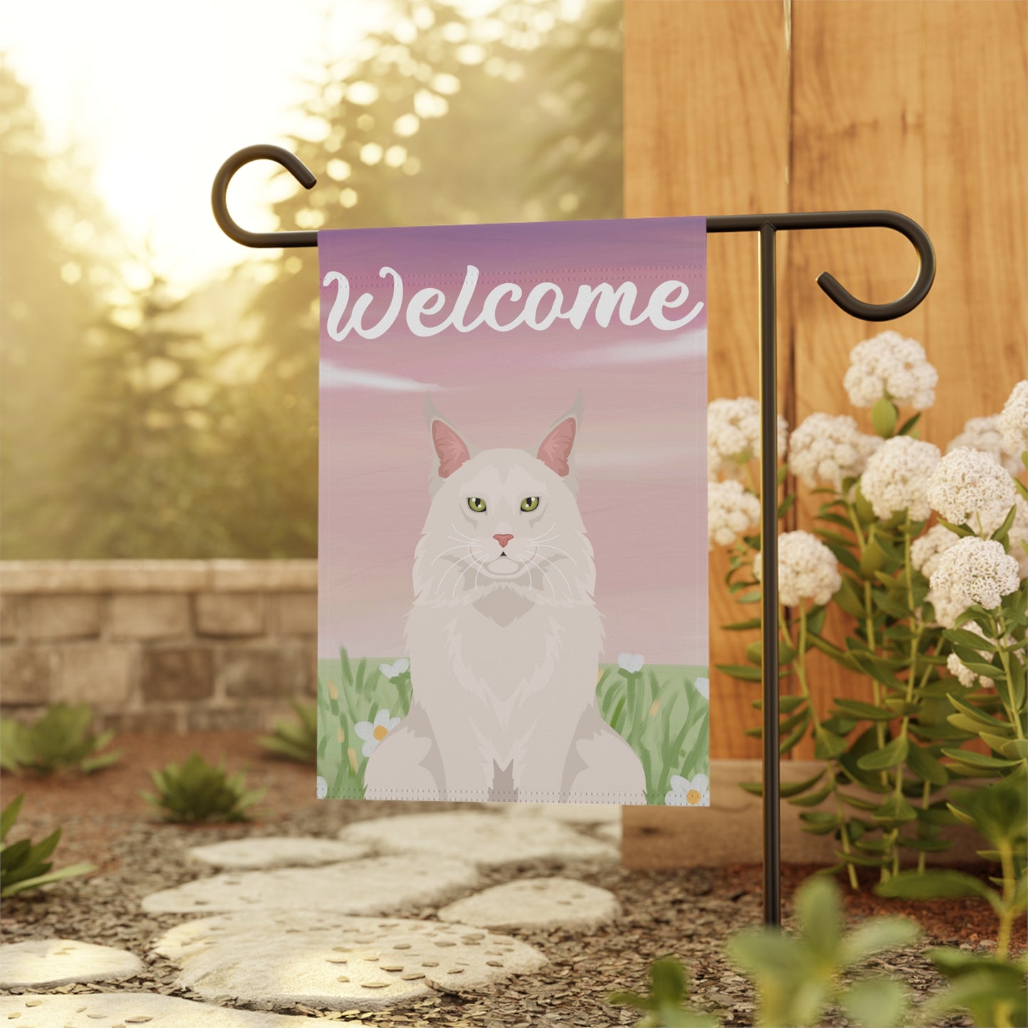 Maine Coon Cat Welcome Garden Flag