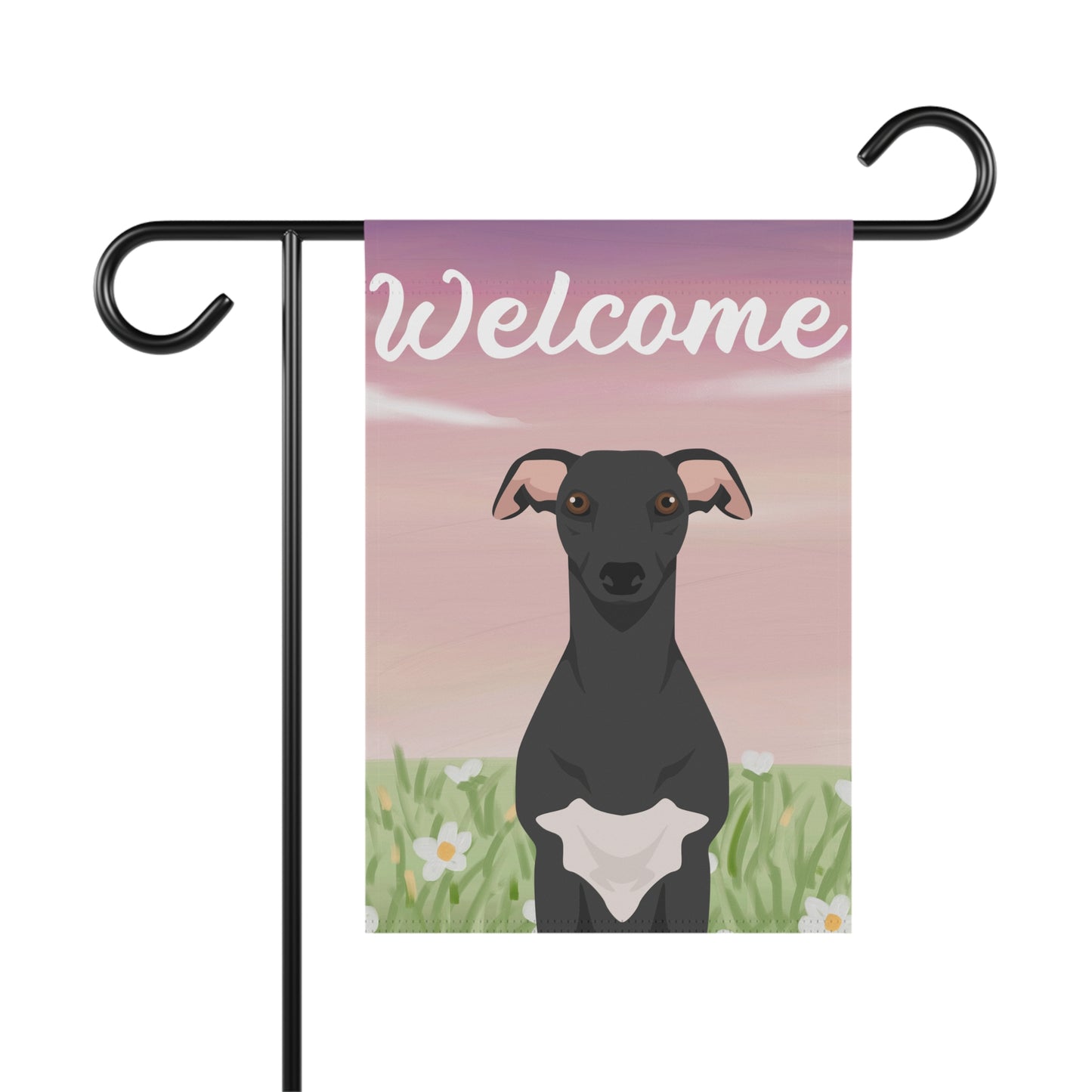 Whippet Dog Welcome Garden Flag