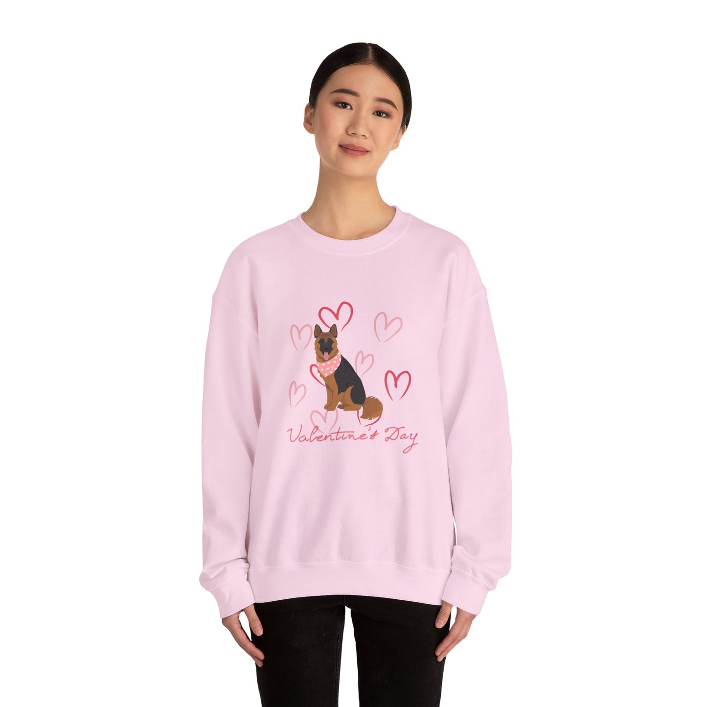 Longhaired German Shepherd Dog Valentines Day Unisex Heavy Blend Crewneck Sweatshirt