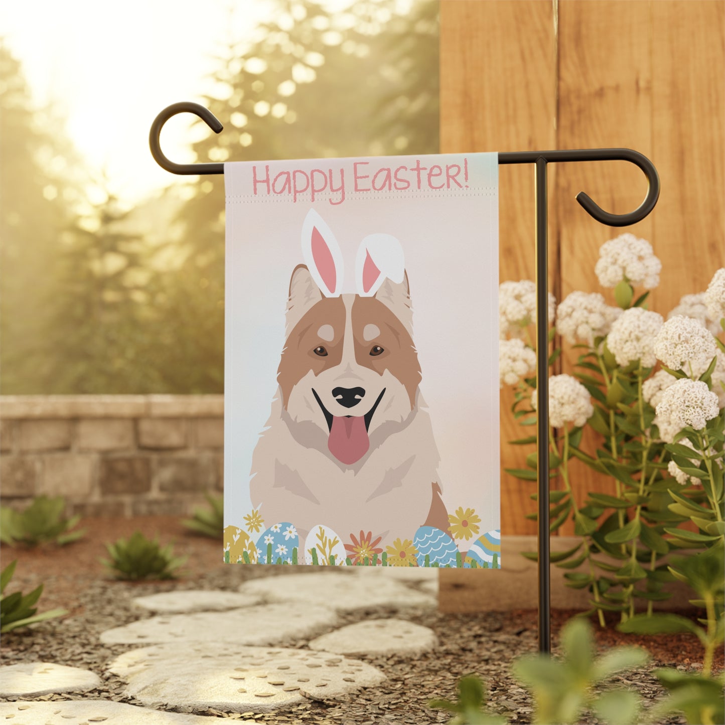 Thai Bangkaew Dog Happy Easter Garden Flag