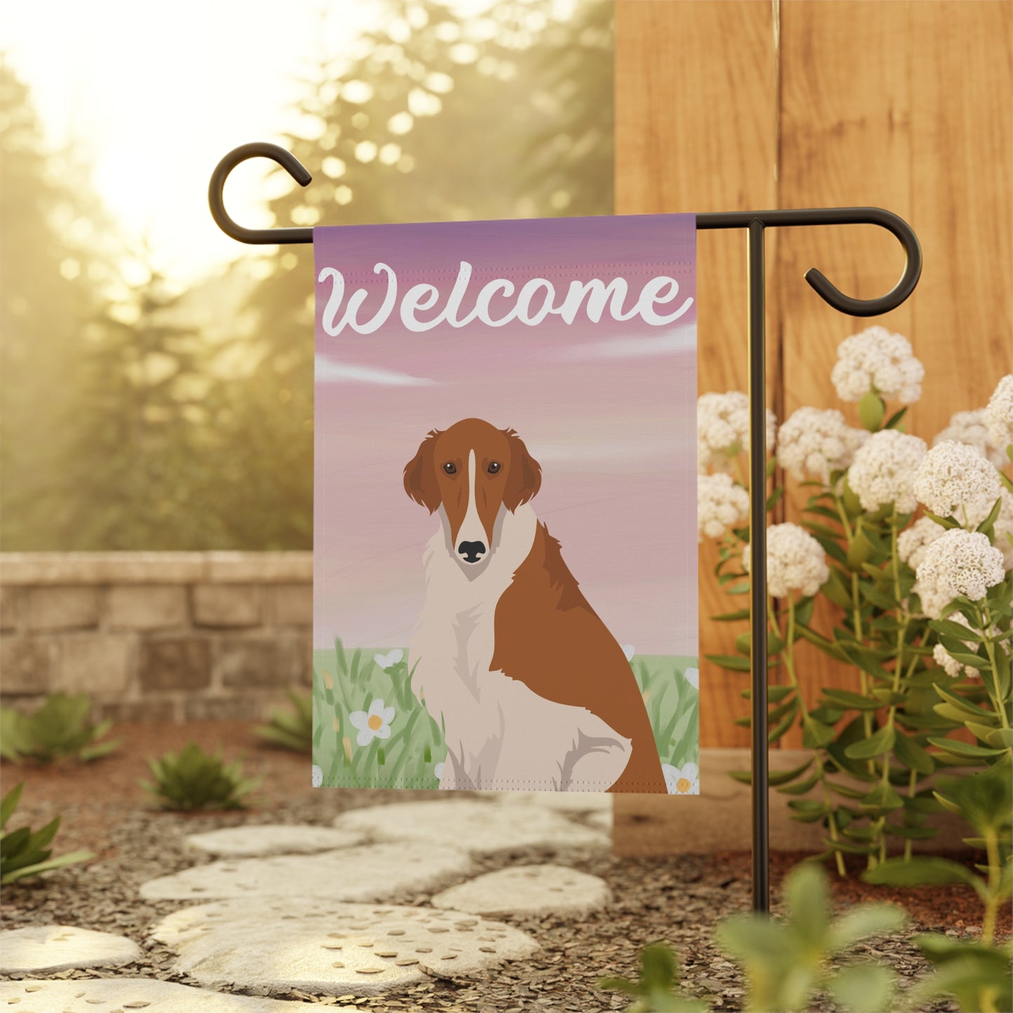 Borzoi Dog Welcome Garden Flag