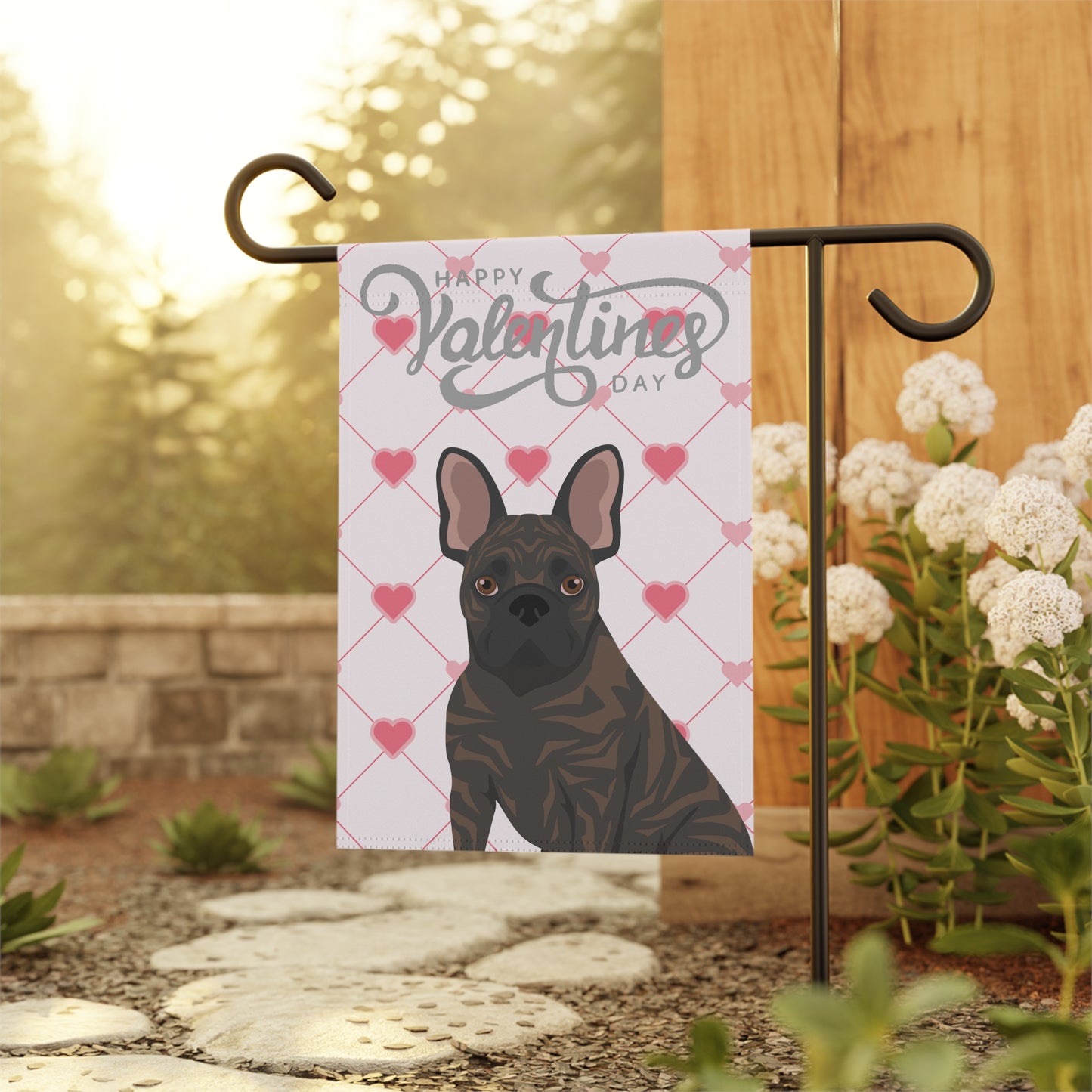 French Bulldog Dog Valentines Day Garden Flag