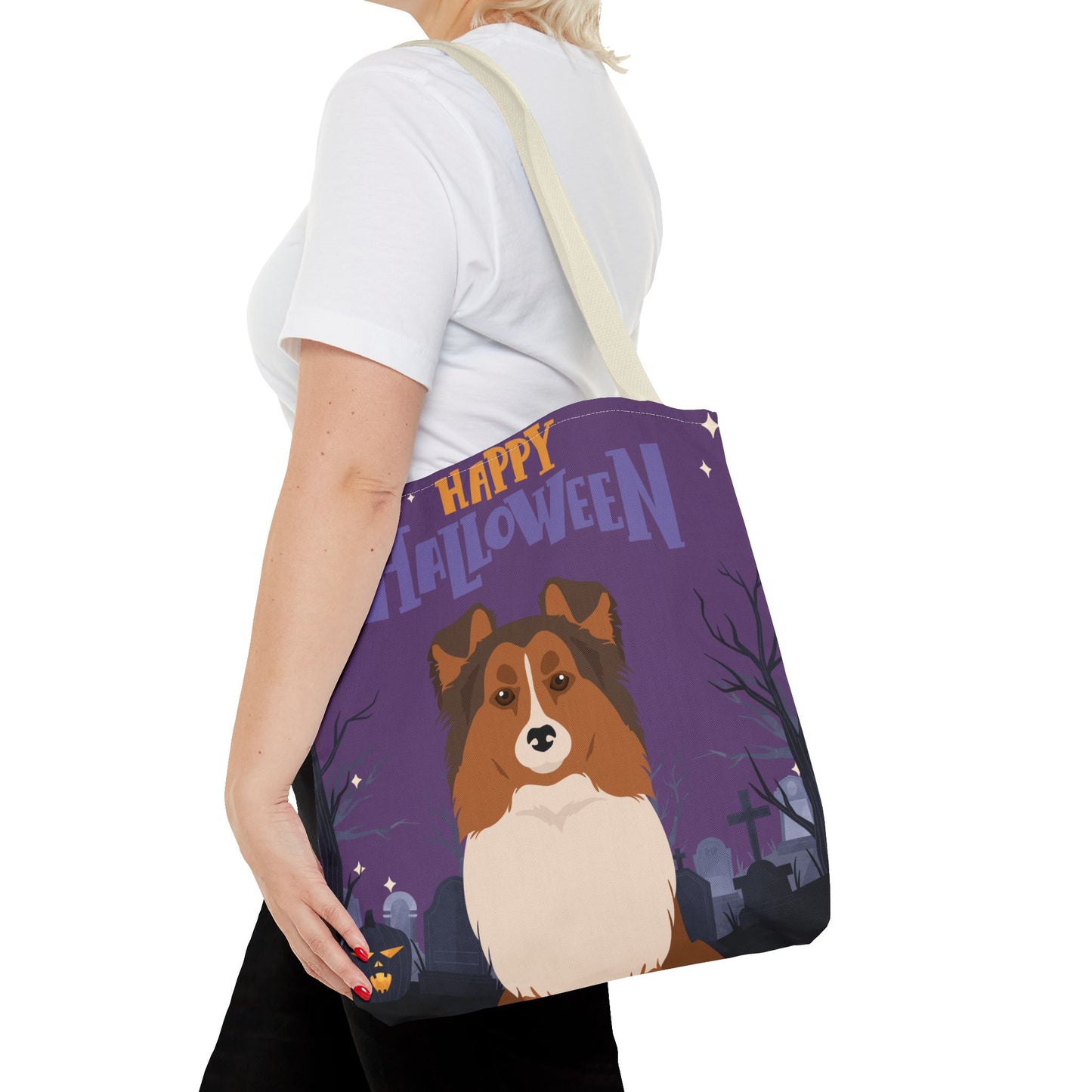 Shetland Sheepdog Dog Happy Halloween Tote Bag 16x16