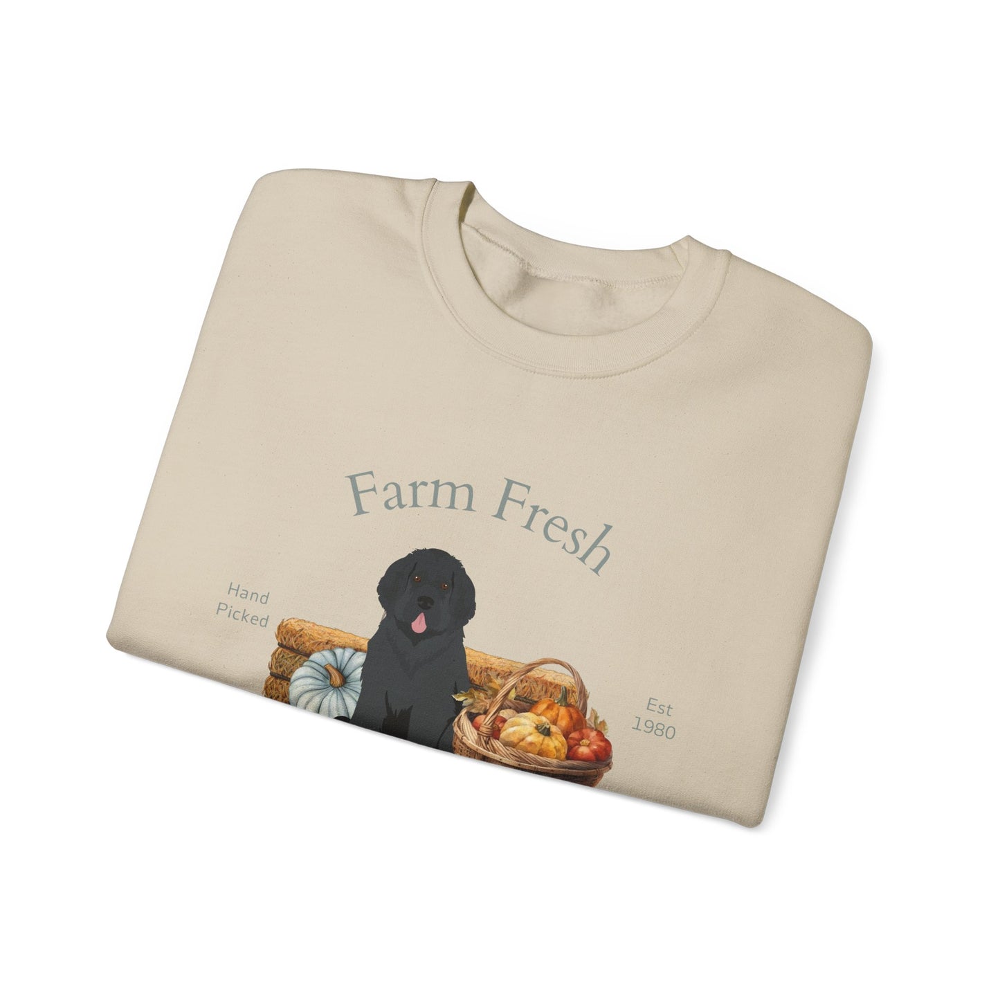 Newfoundland Dog Fall Farm Fresh Unisex Heavy Blend Crewneck Sweatshirt