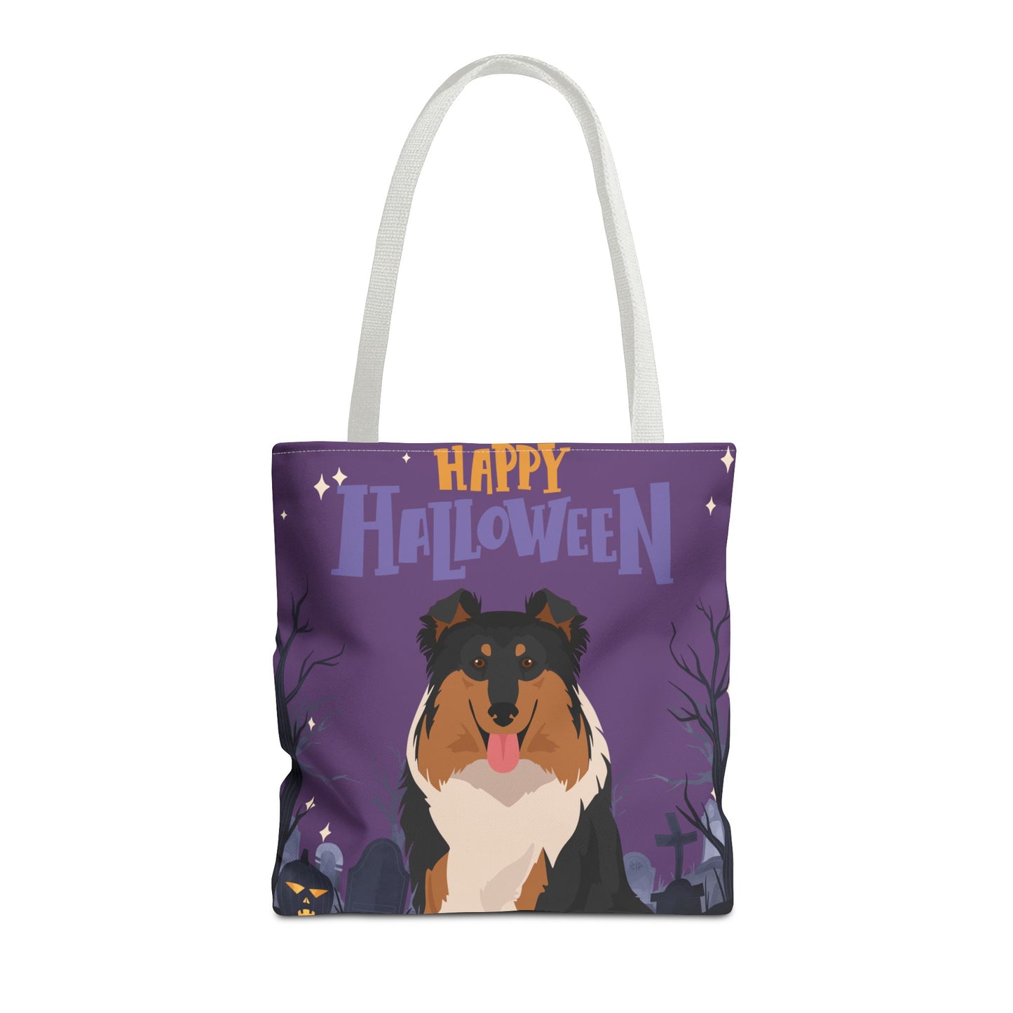 Collie Dog Happy Halloween Tote Bag 16x16
