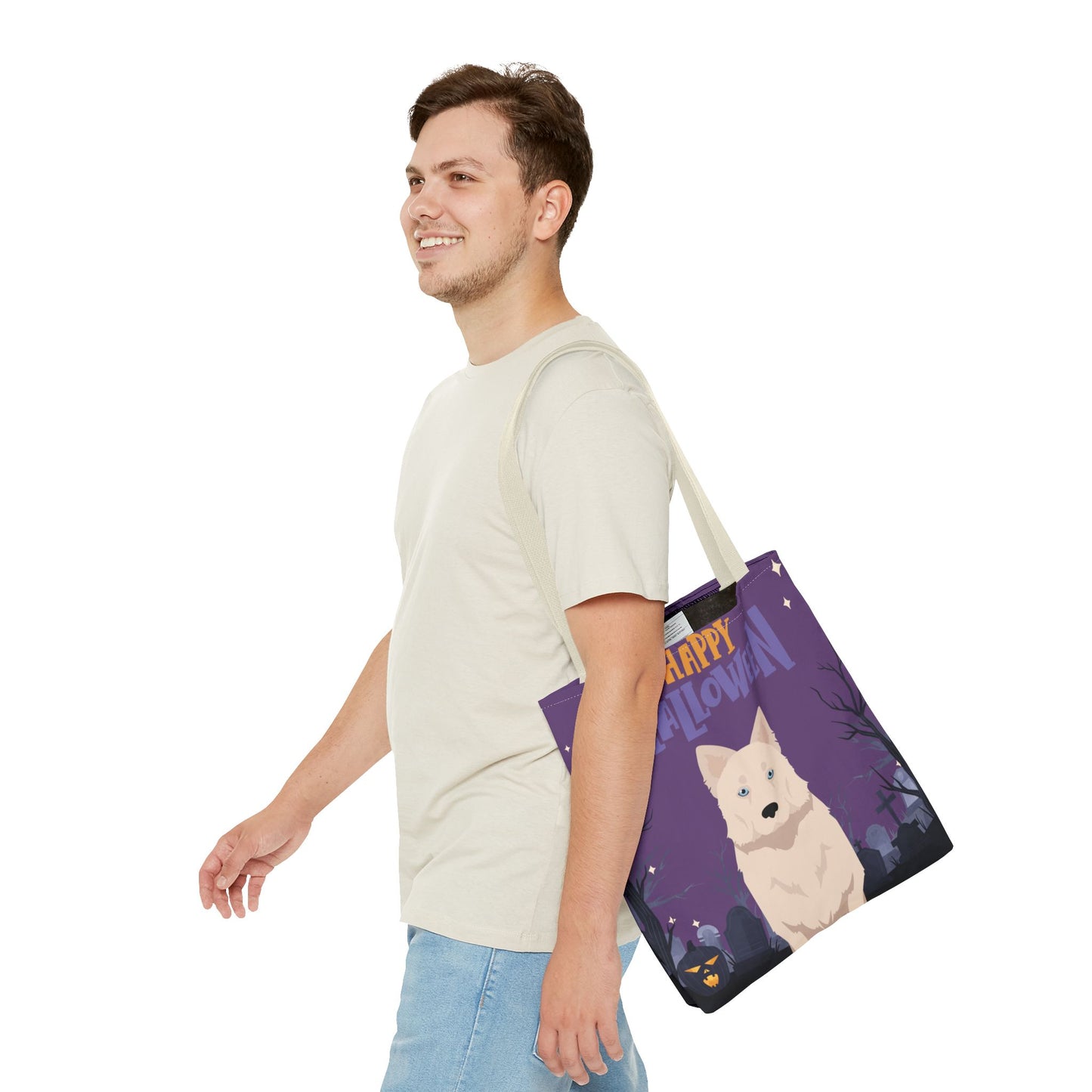 Yakutian Laika Dog Happy Halloween Tote Bag 16x16