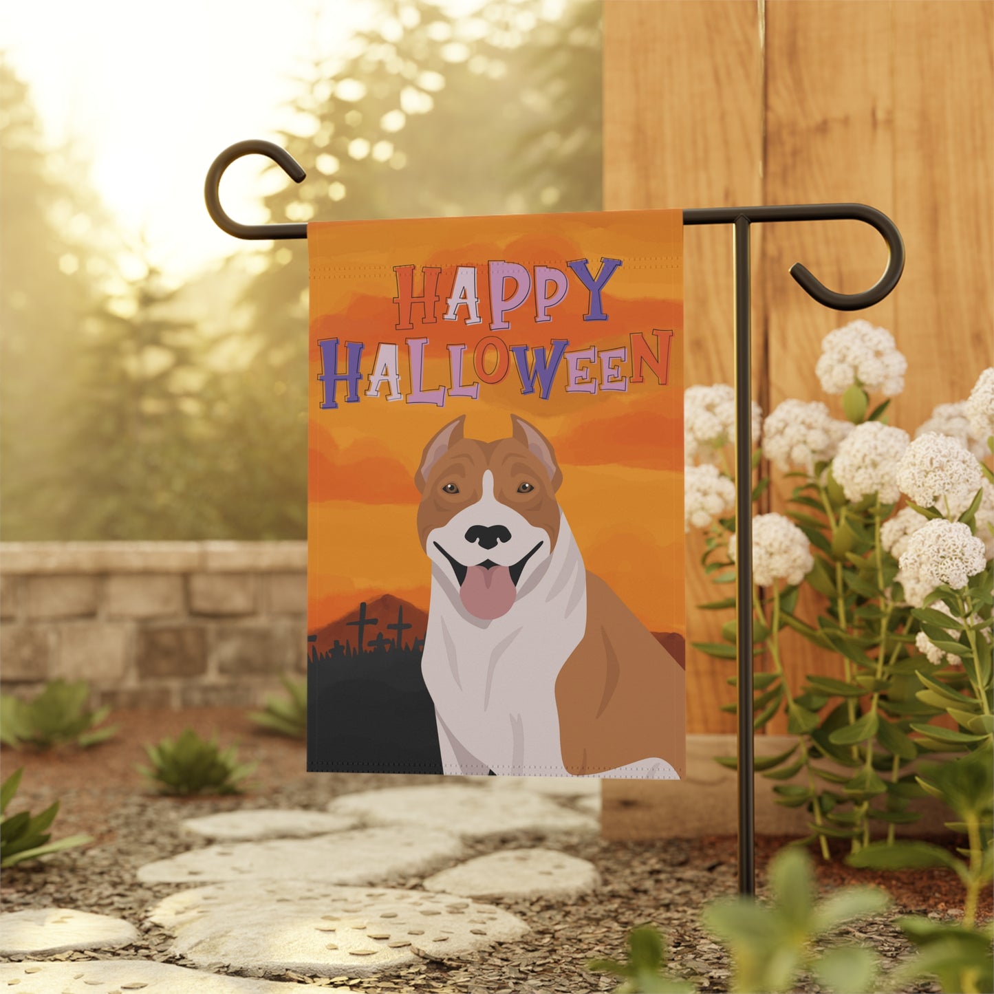 Pit Bull Dog Halloween Garden Flag