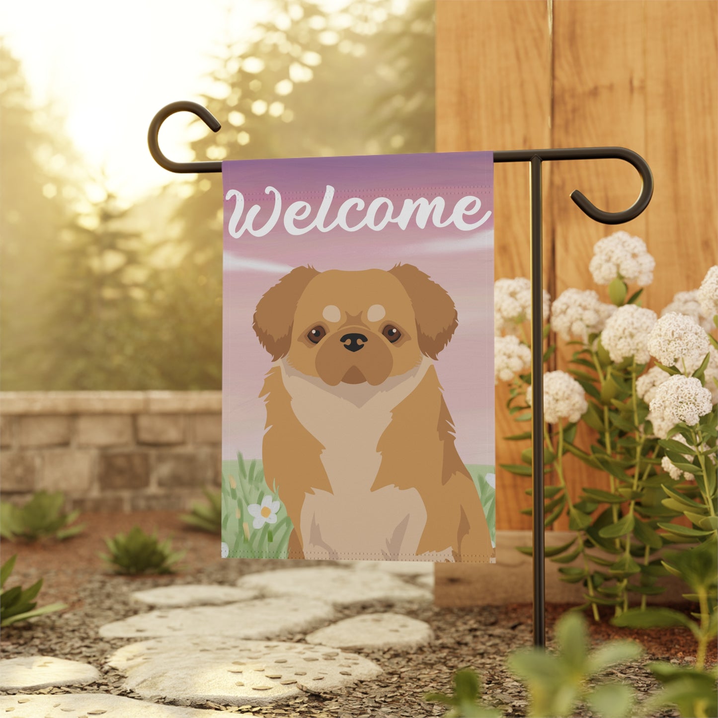 Tibetan Spaniel Dog Welcome Garden Flag