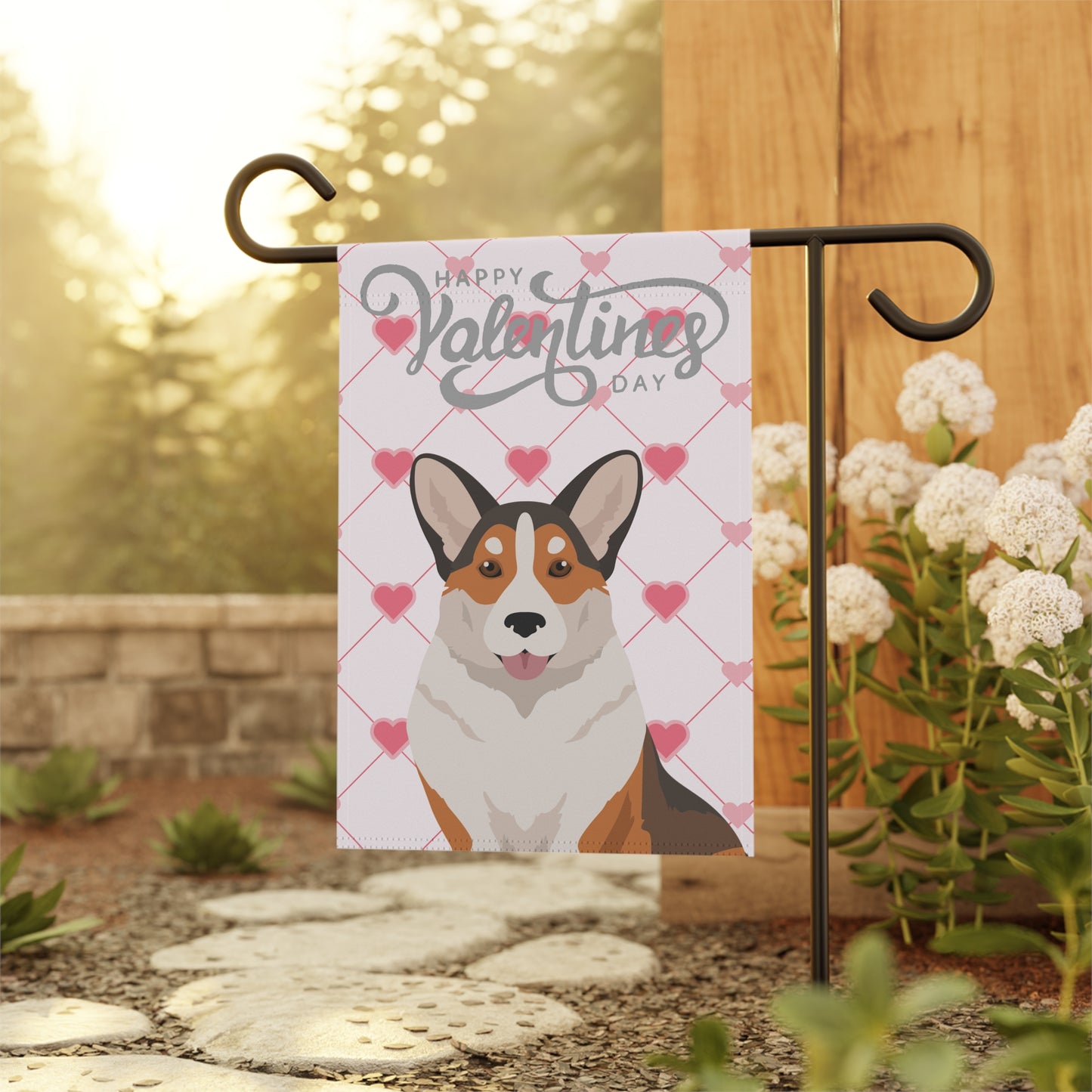 Cardigan Welsh Corgi Dog Valentines Day Garden Flag