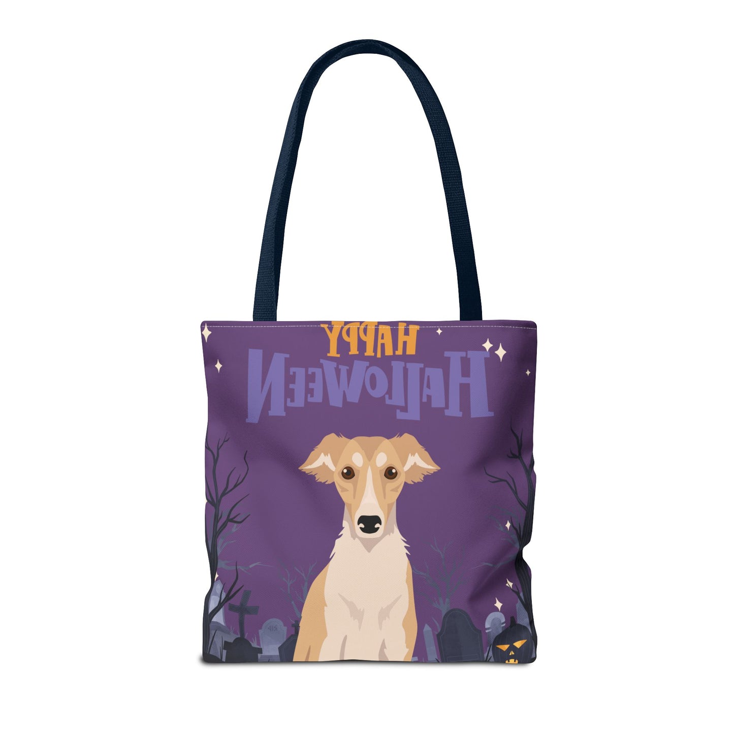 Silken Windhound Dog Happy Halloween Tote Bag 16x16