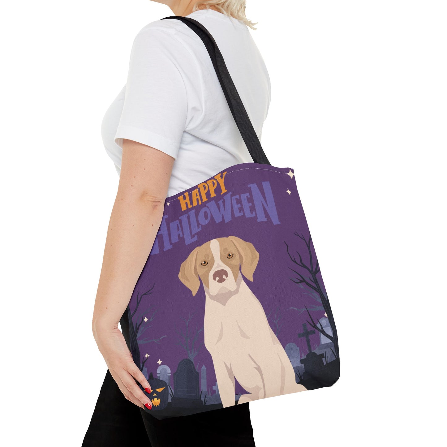 Pointer Dog Happy Halloween Tote Bag 16x16