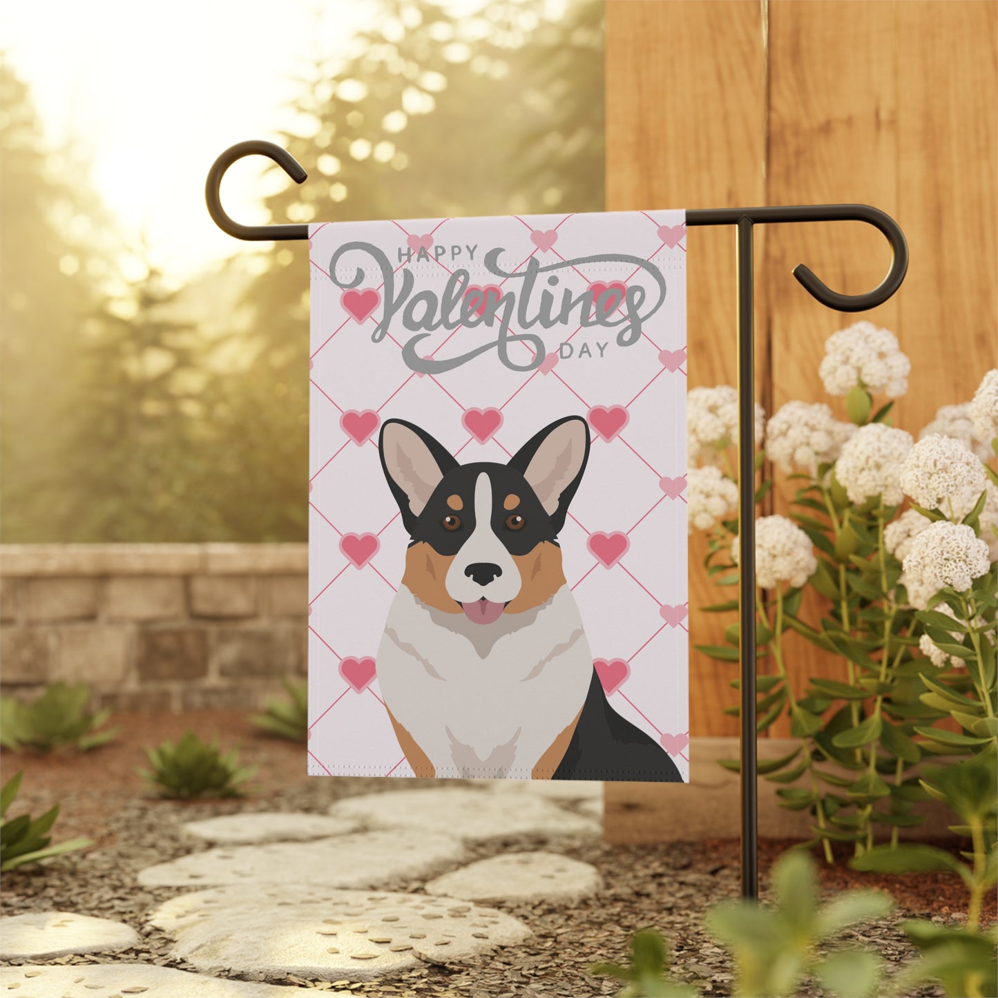 Cardigan Welsh Corgi Dog Valentines Day Garden Flag