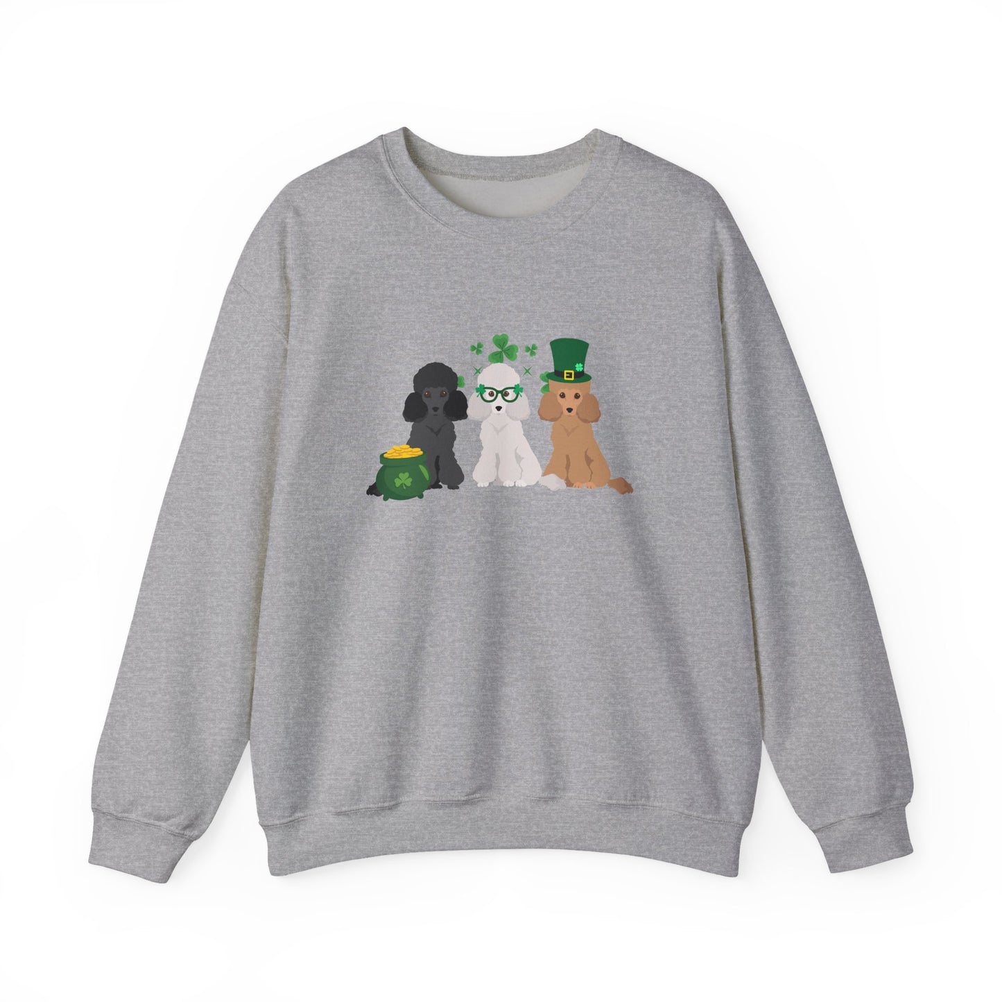 Poodle Dog St Patricks Day Unisex Heavy Blend Crewneck Sweatshirt, St Pattys day, Cute Dog Mom Gift