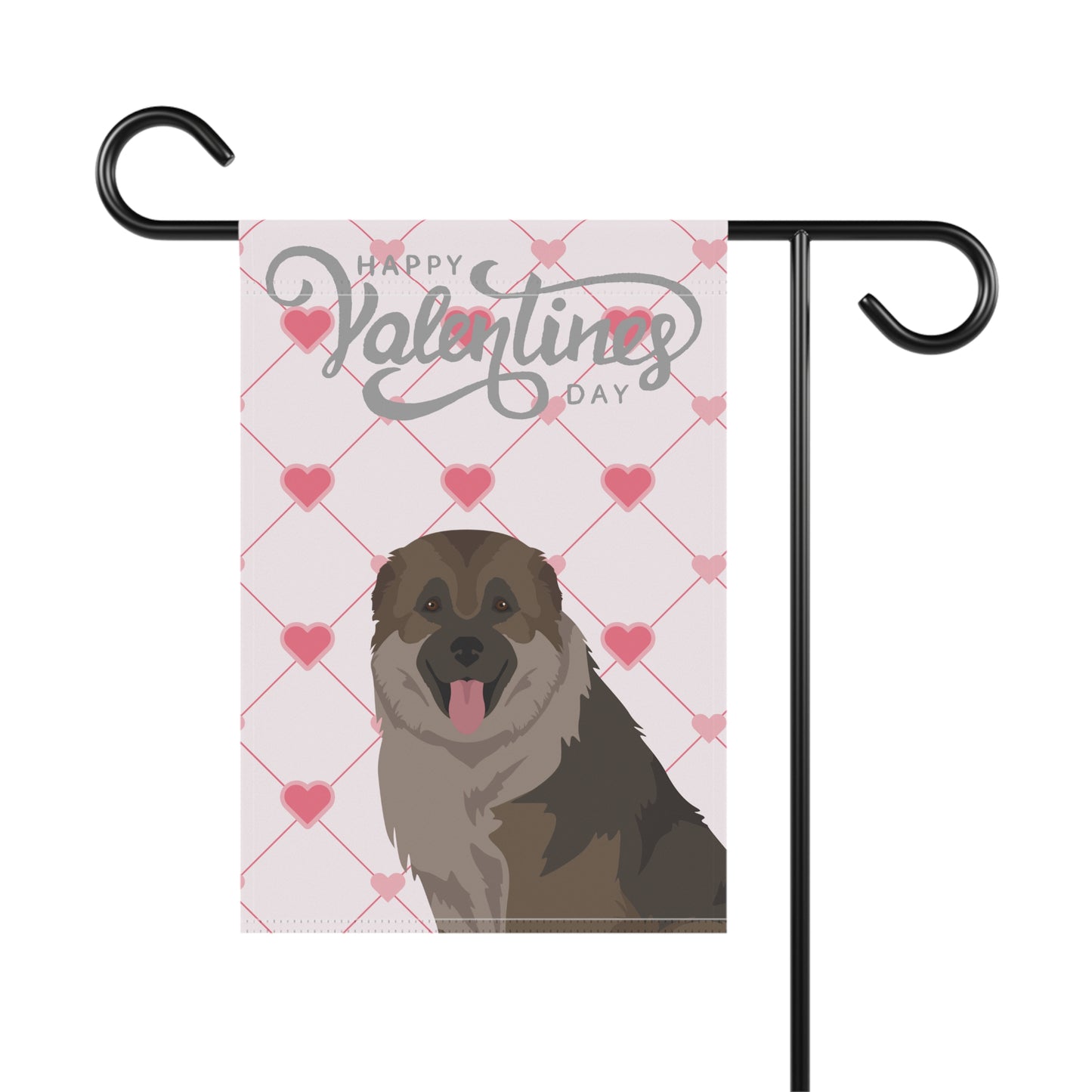 Caucasian Shepherd Dog Valentines Day Garden Flag