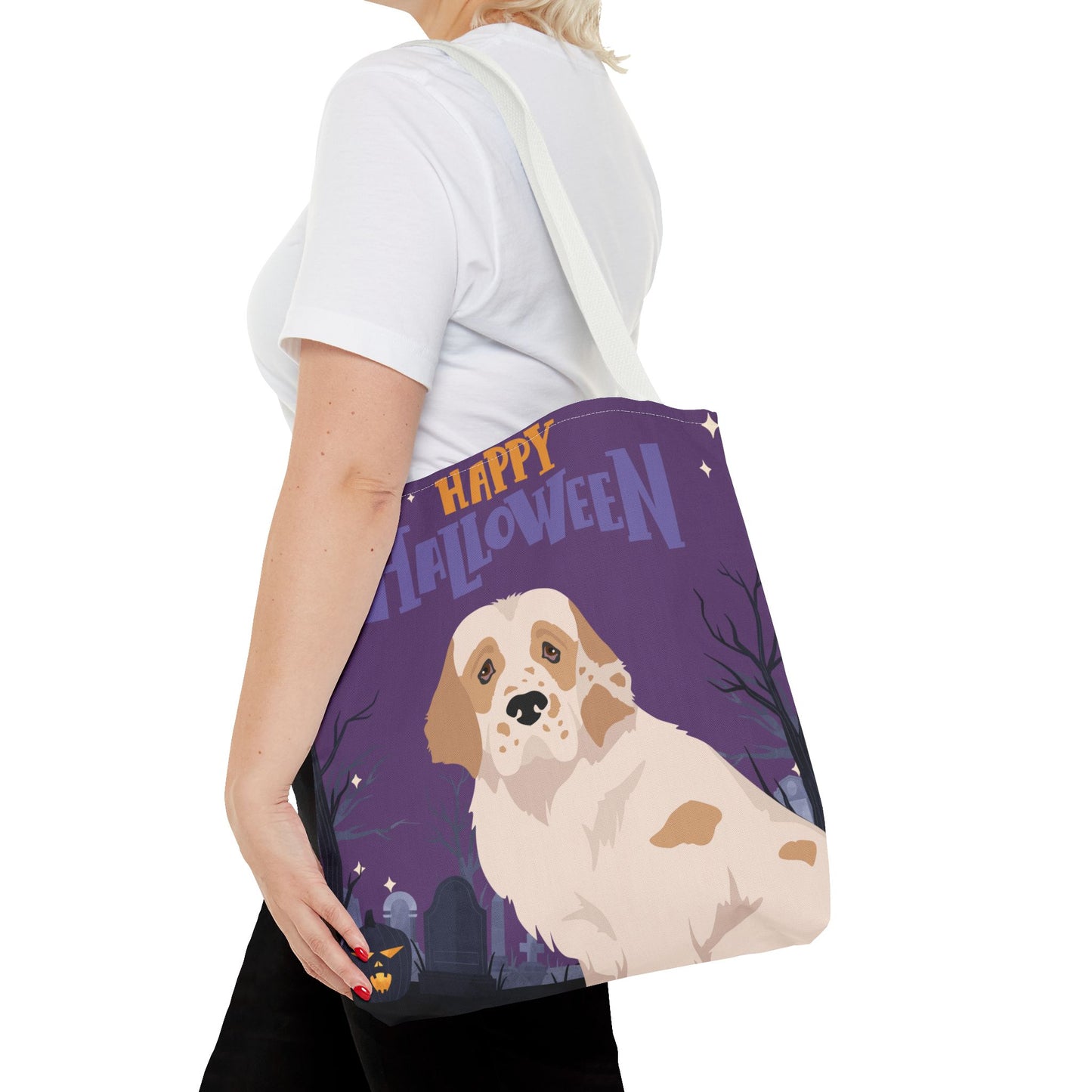 Clumber Spaniel Dog Happy Halloween Tote Bag 16x16