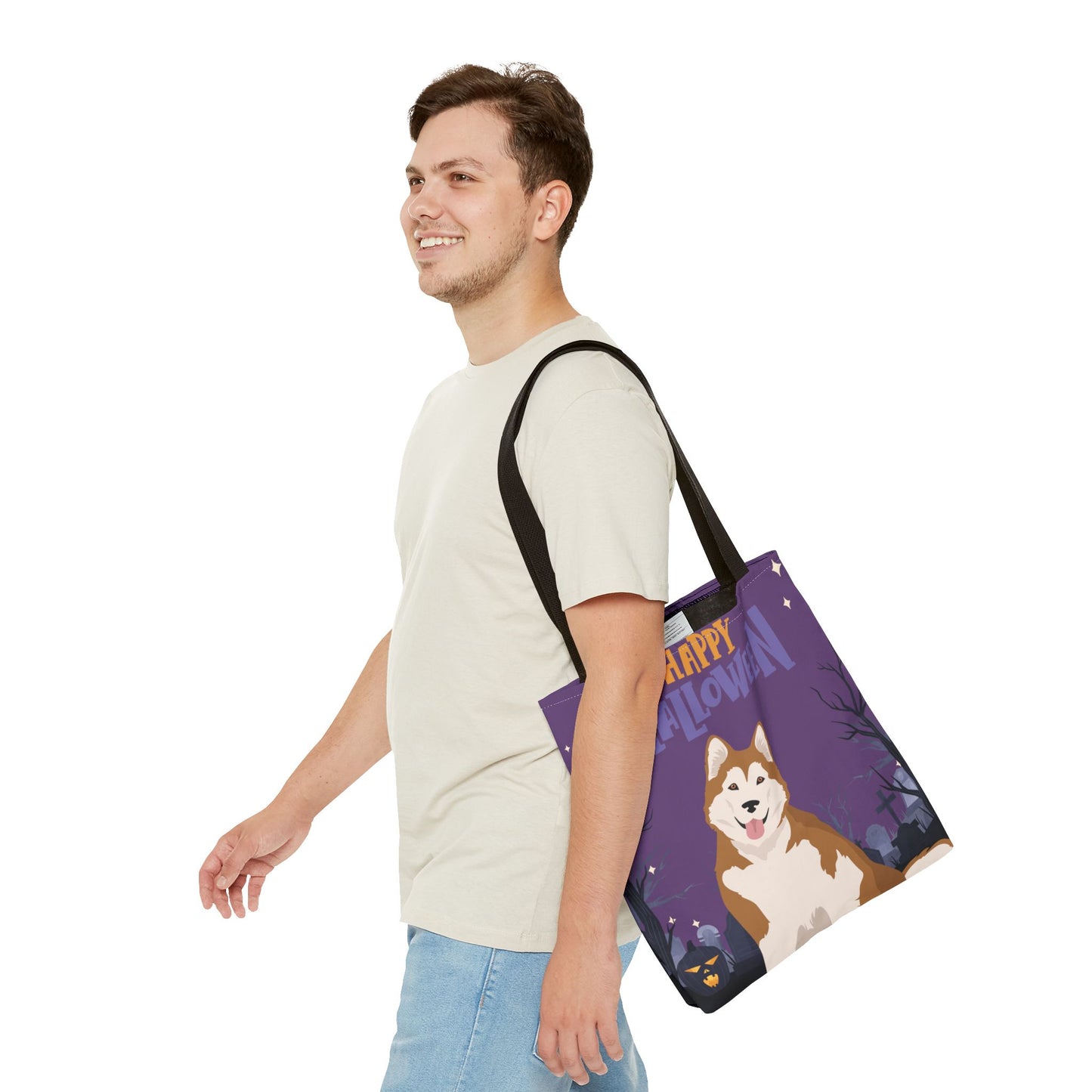 Alaskan Malamute Dog Happy Halloween Tote Bag 16x16